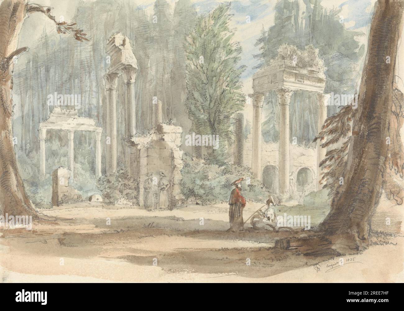 The Ruins from Leptis Magna as they Appeared in the Royal Park at Virginia Water 1835 by George Hayter Stock Photo