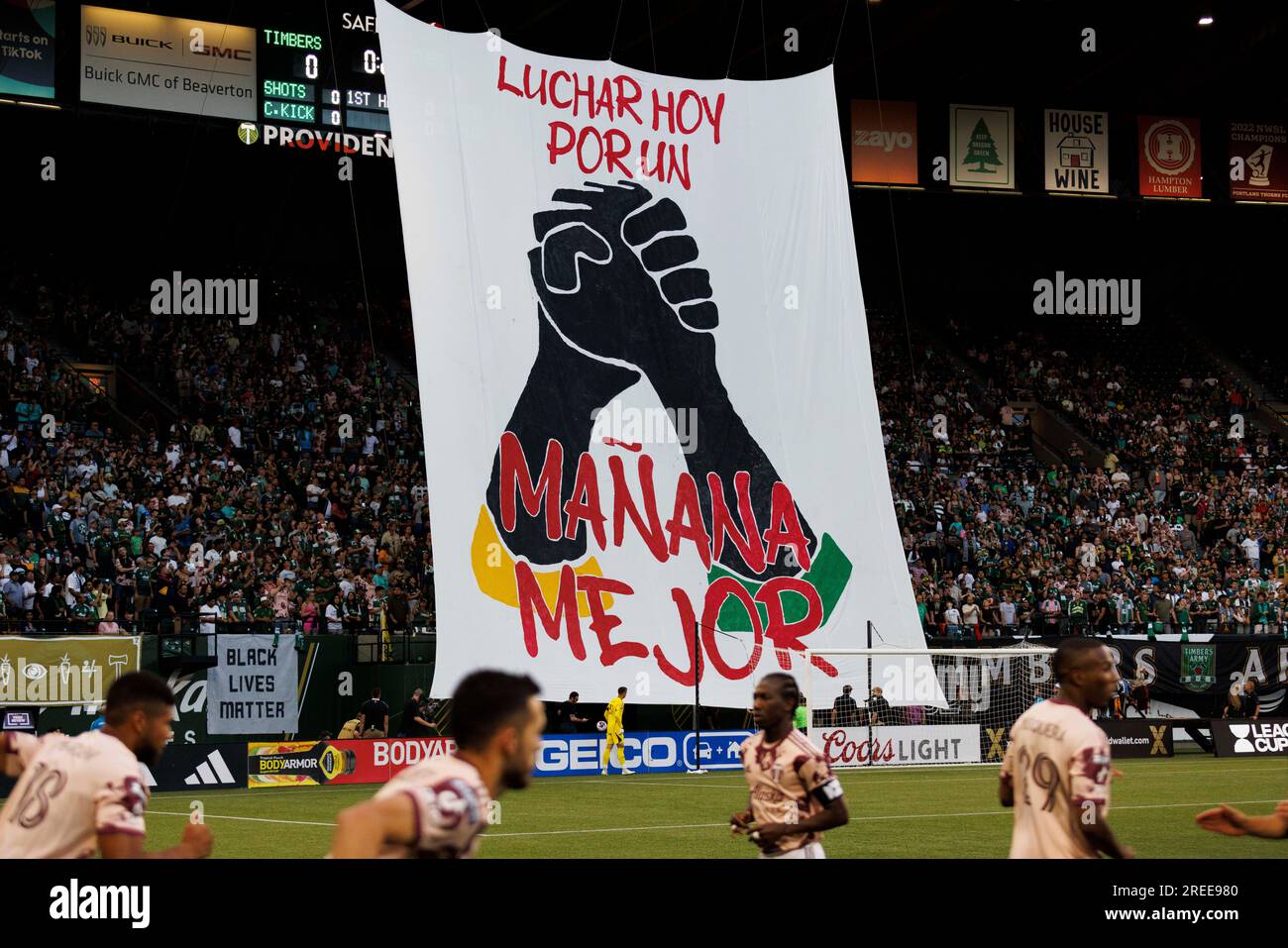 Portland, USA. 26th July, 2023. The Timbers Army filled the north end of Providenmce Park. Tigres UANL of LIGA MX defeated MLS' Portland Timbers 2-1 at Providence Park in Portland, Oregon on July 26, 2023, in the inaugural Leagues Cup. This contest between Major League Soccer and LIGA MX is the first sanctioned inter-league football competition. (Photo by John Rudoff/Sipa USA) Credit: Sipa USA/Alamy Live News Stock Photo