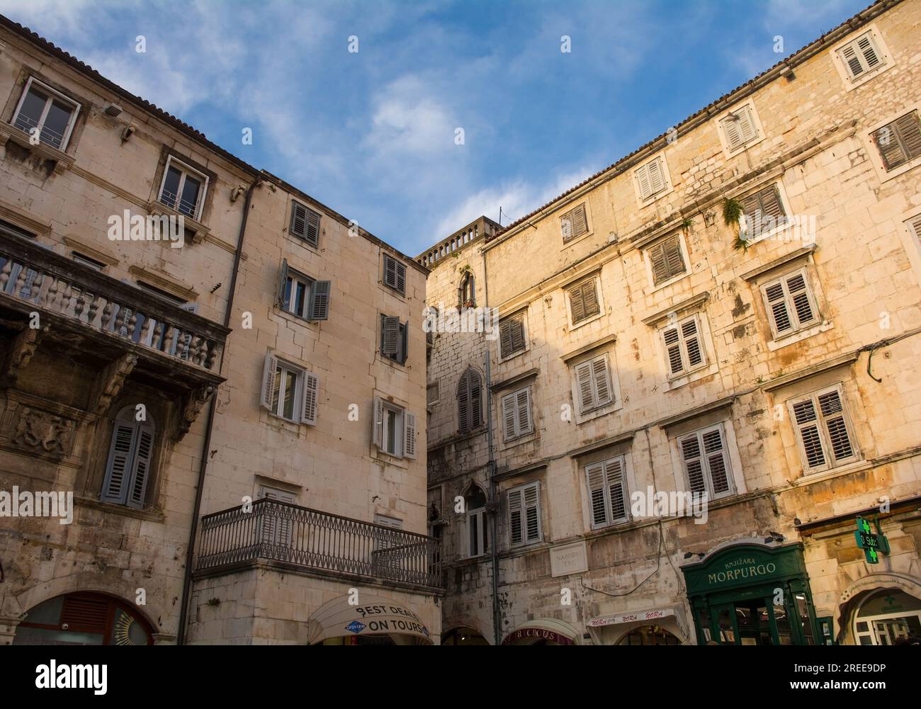 Split, Croatia May 19th 2023. Historic residential buildings above