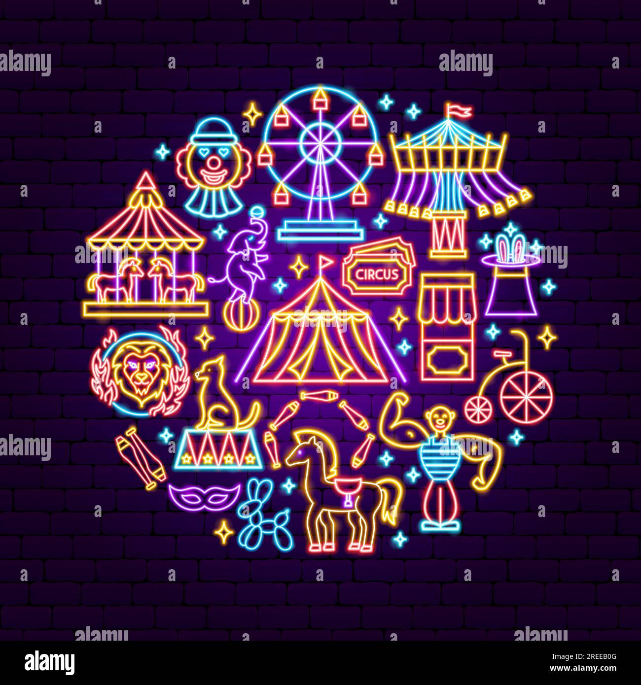 Circus Show Neon Concept Stock Vector Image & Art - Alamy