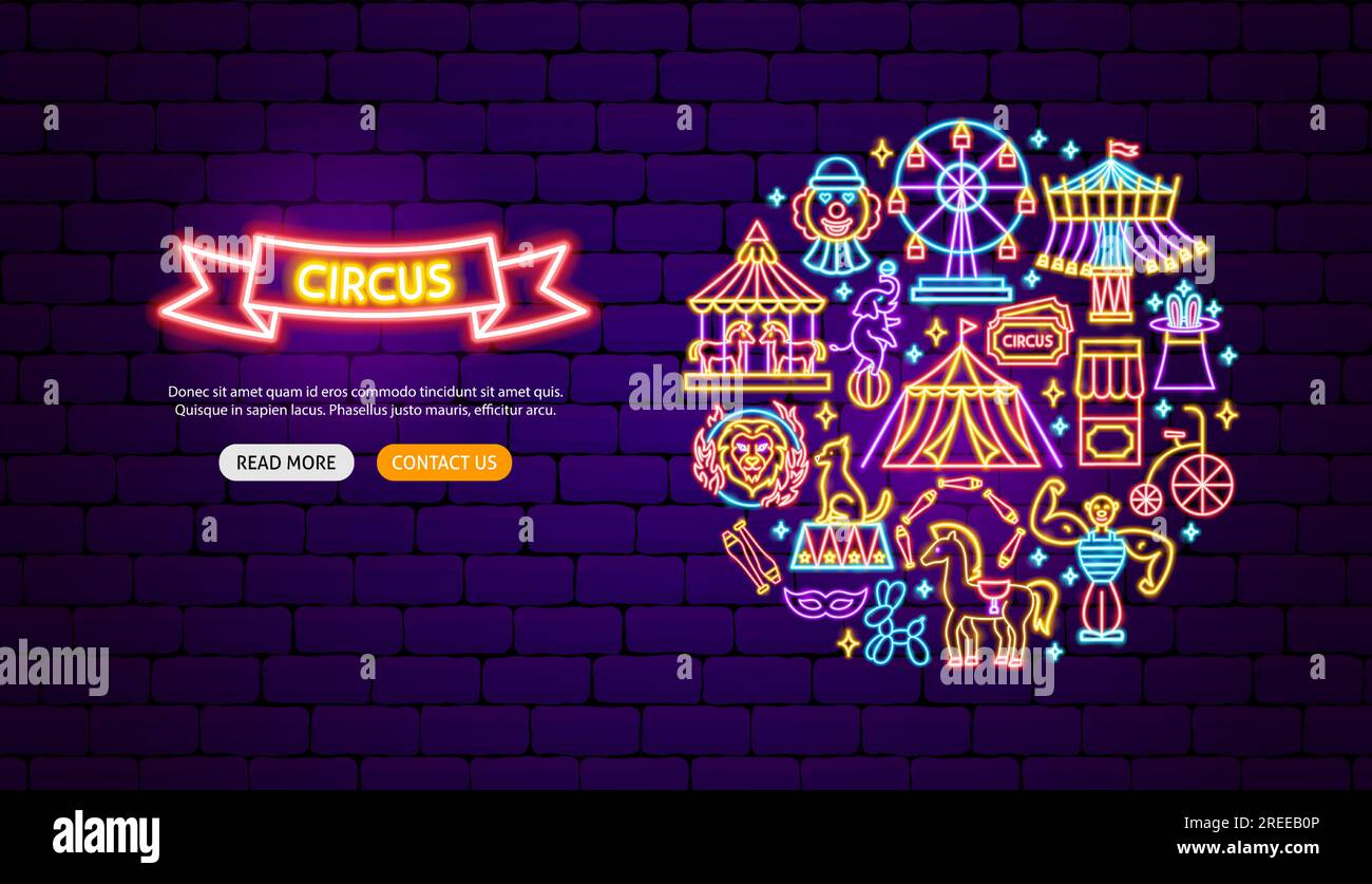 Circus Show Neon Banner Design Stock Vector Image & Art - Alamy