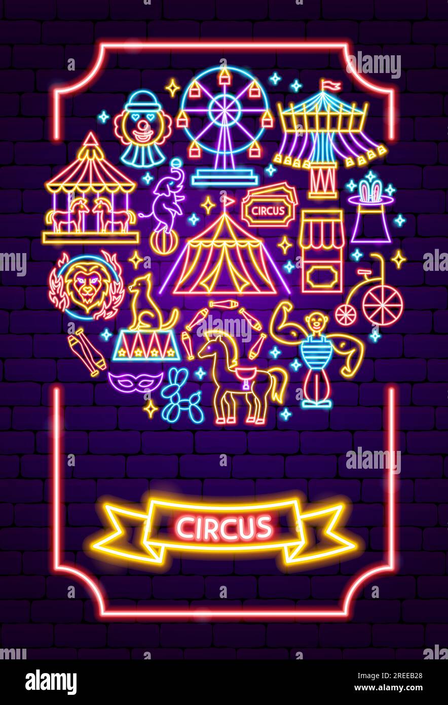 Circus Show Neon Poster Stock Vector Image & Art - Alamy