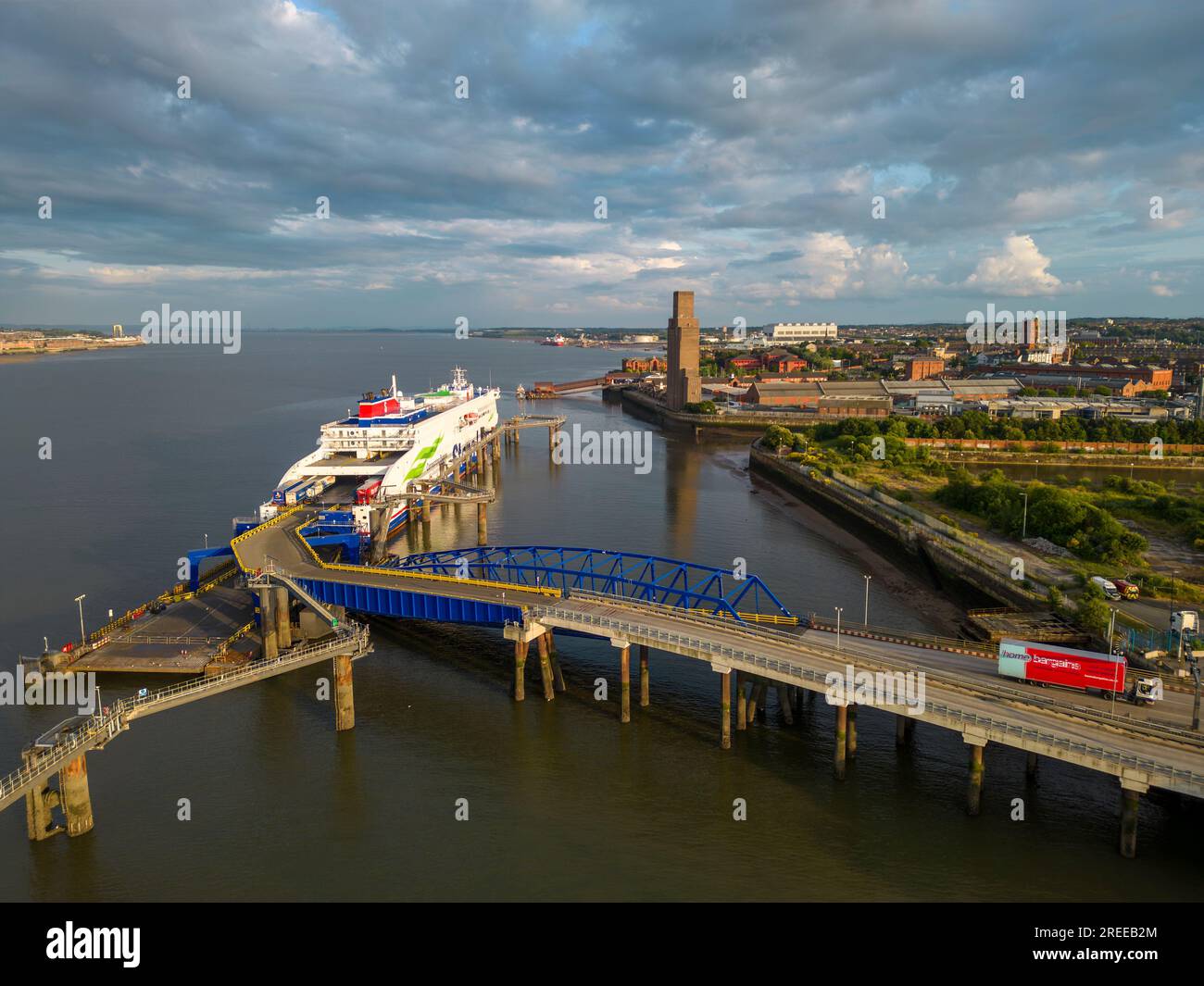 Stena Line ferry unloading at 12 Quays terminal, Birkenhead, Wirral, England Stock Photo