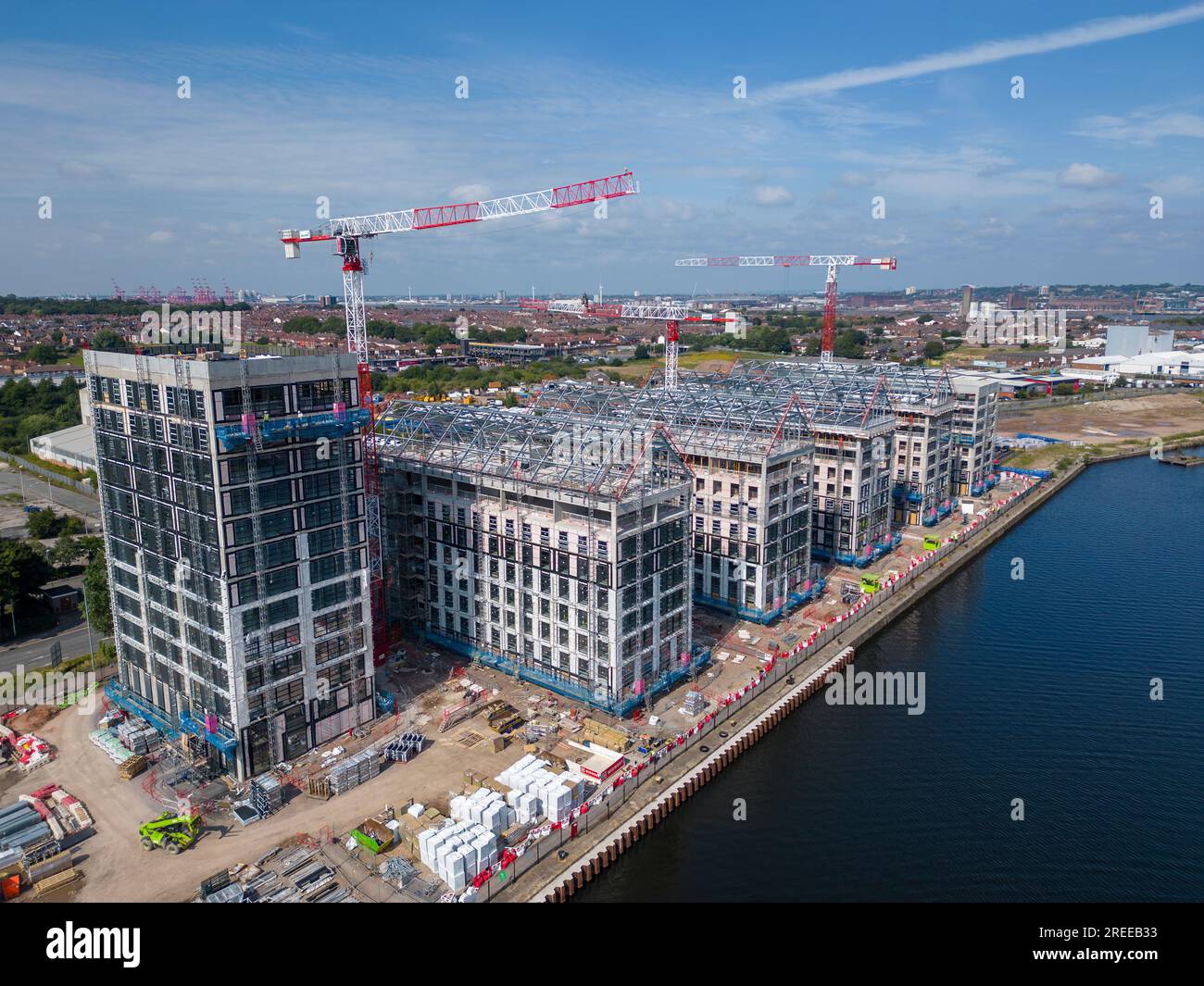 Millers Quay waterfront apartments under construction July 2023 at