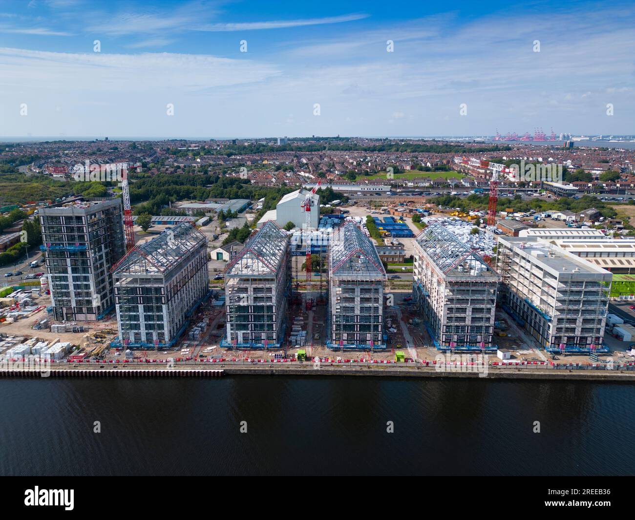 Millers Quay waterfront apartments under construction July 2023 at