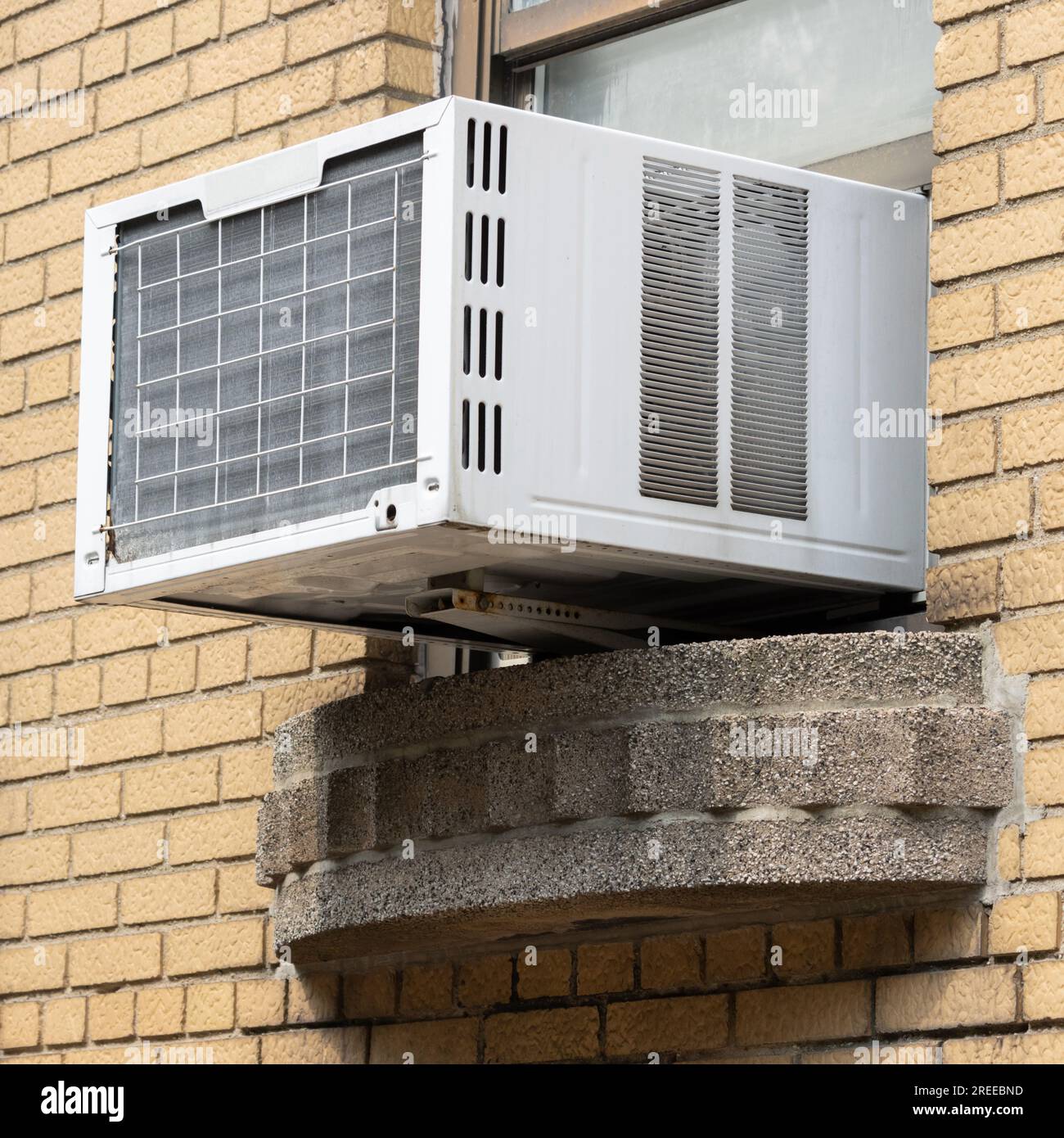 square cropped photo of an extra large air conditioner window unit