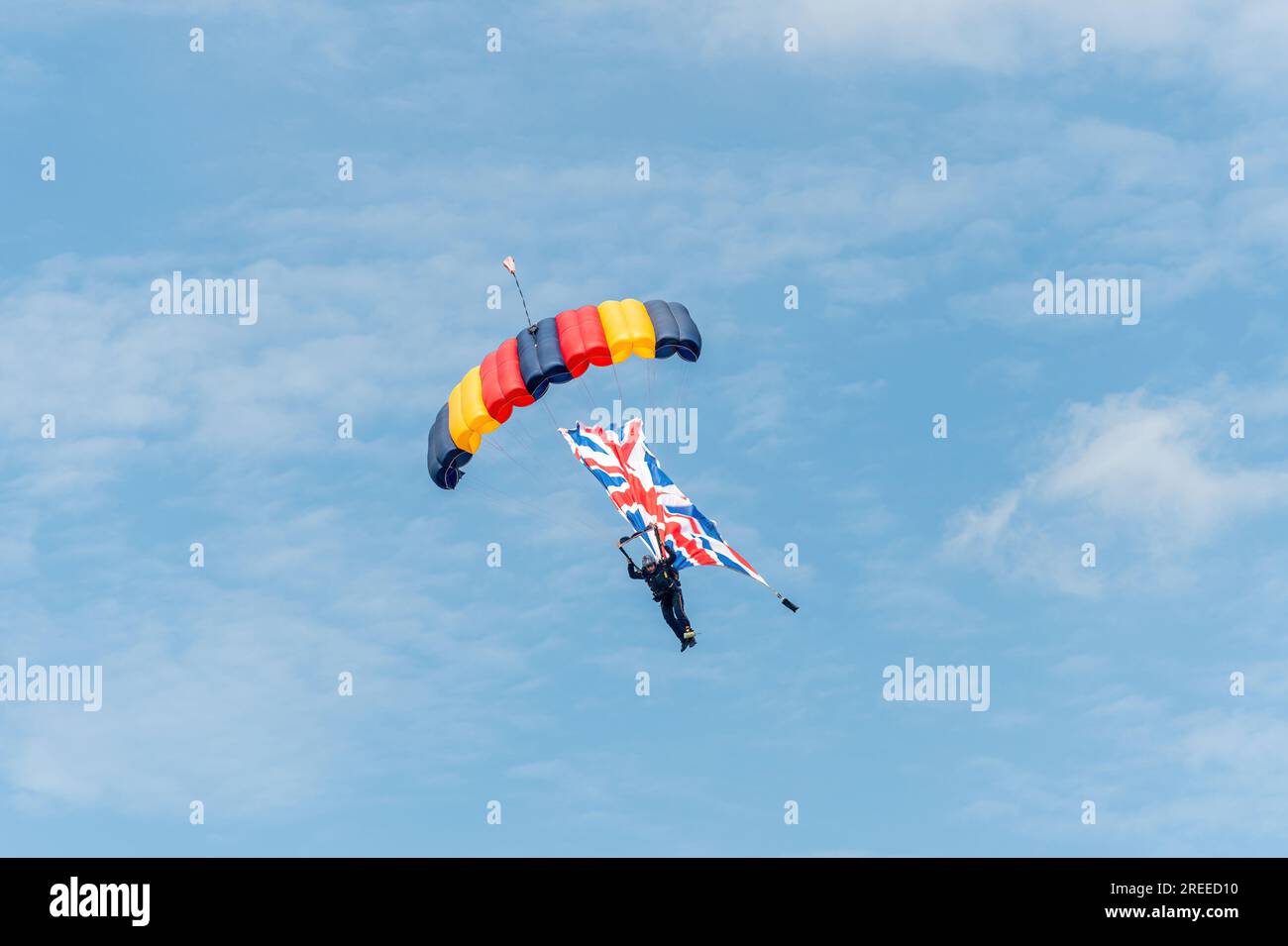 Parachute at The New Forest and Hampshire County Show in England, UK, July 2023. The REME Lightning Bolts Army Parachute Display Team. Stock Photo