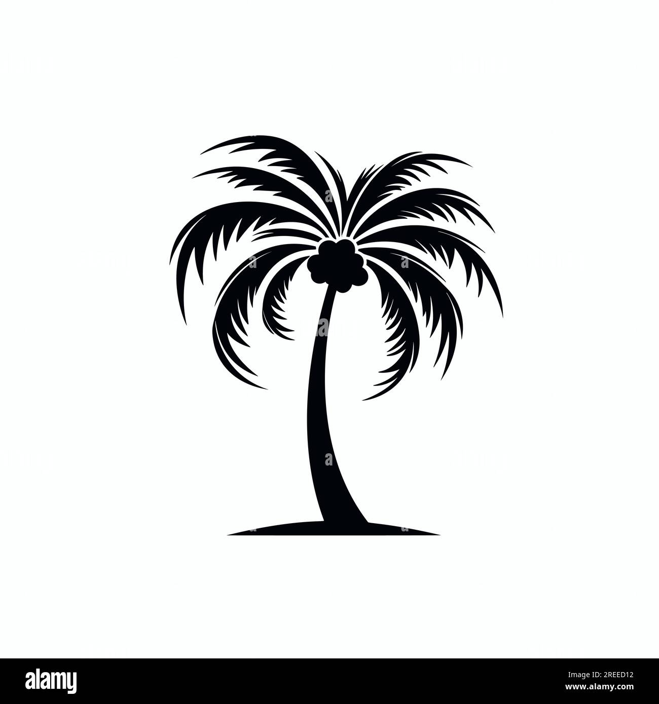 Black vector single palm tree silhouette icon isolated Stock Vector ...