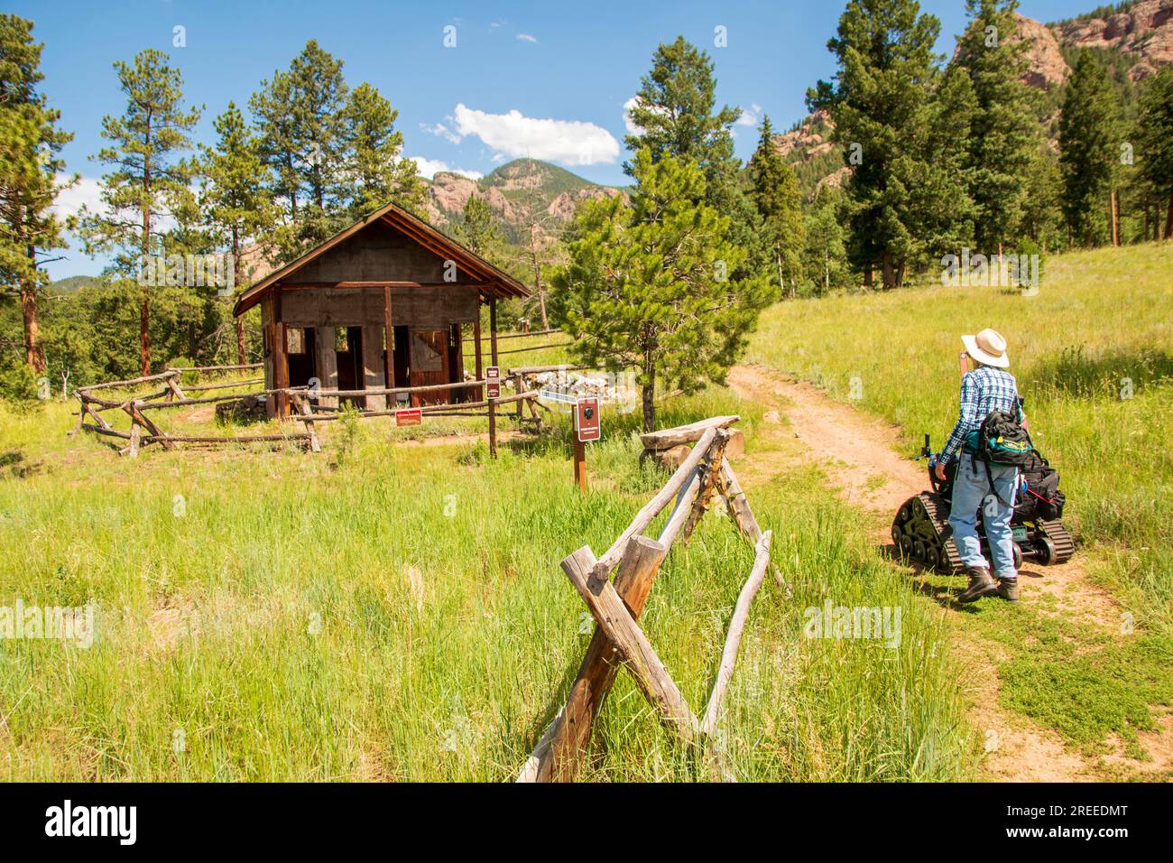 Colorado's Staunton State Park offers a Track Chair Program which allows disabled people to use the hiking trails in this part of the Rocky Mountains. Stock Photo