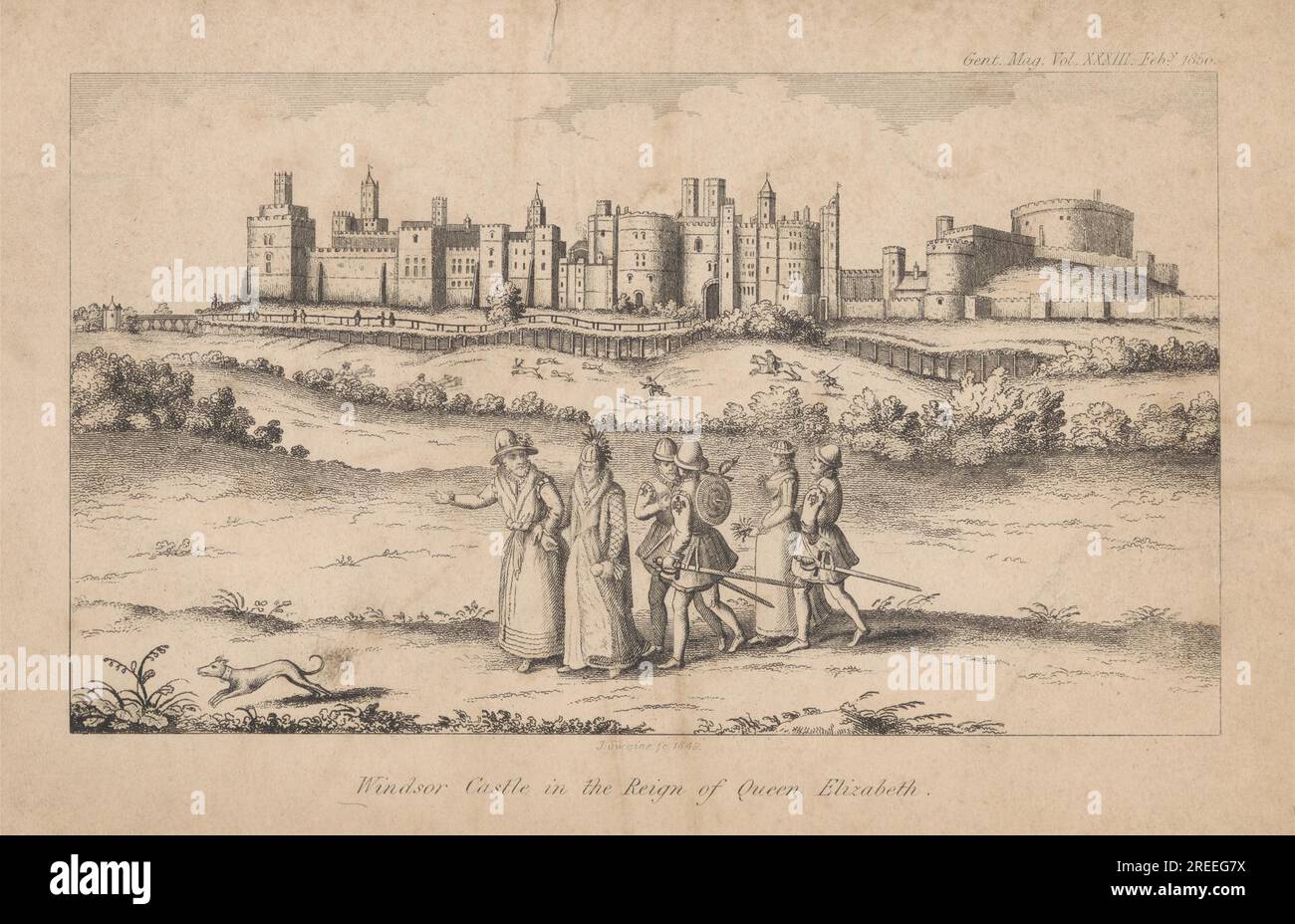 Windsor Castle in the Reign of Queen Elizabeth, engraved for Gentleman