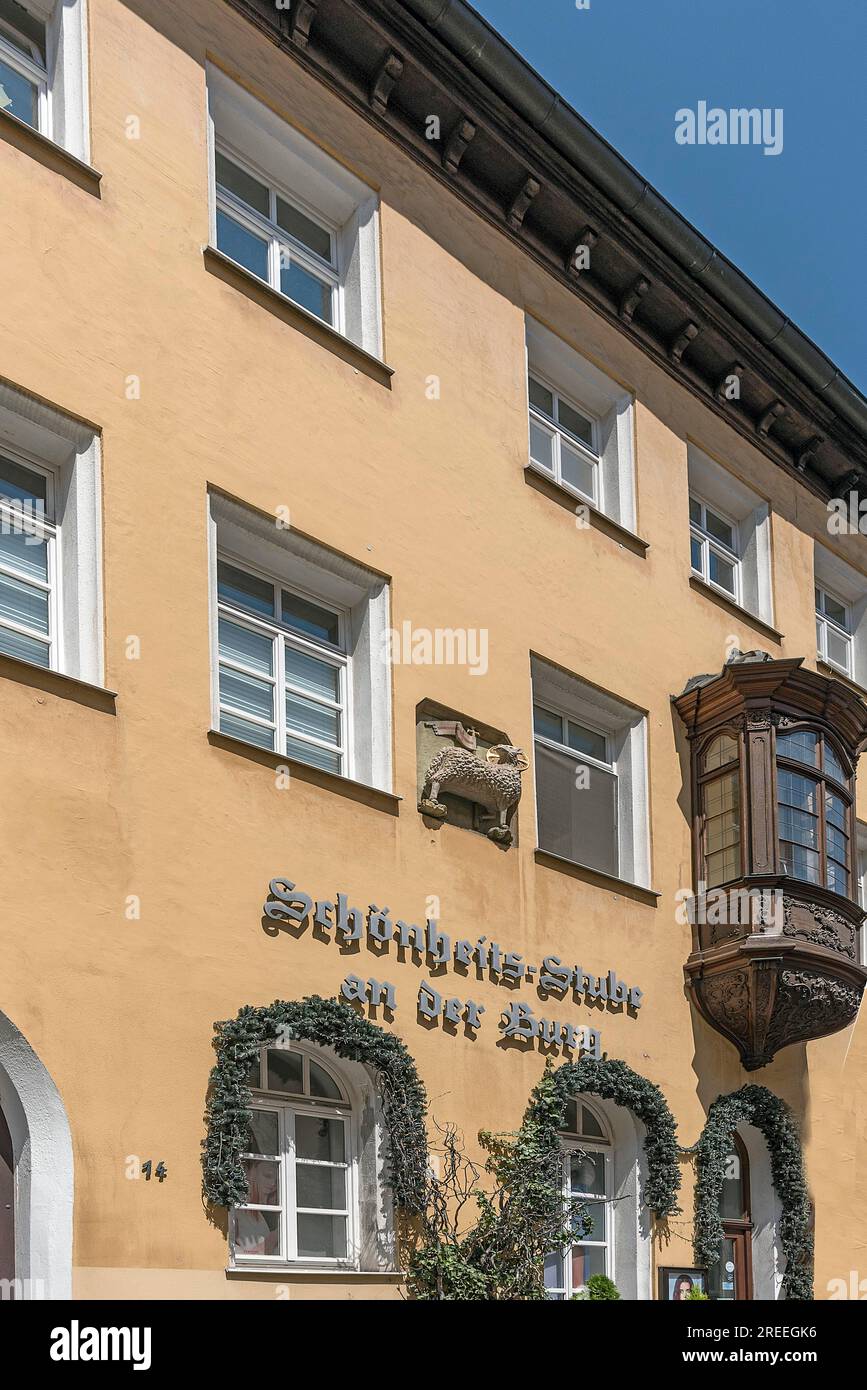 House sign, former Gasthaus Lamm, Lammsgasse 14, Nuremberg, Middle Franconia, Bavaria, Germany Stock Photo