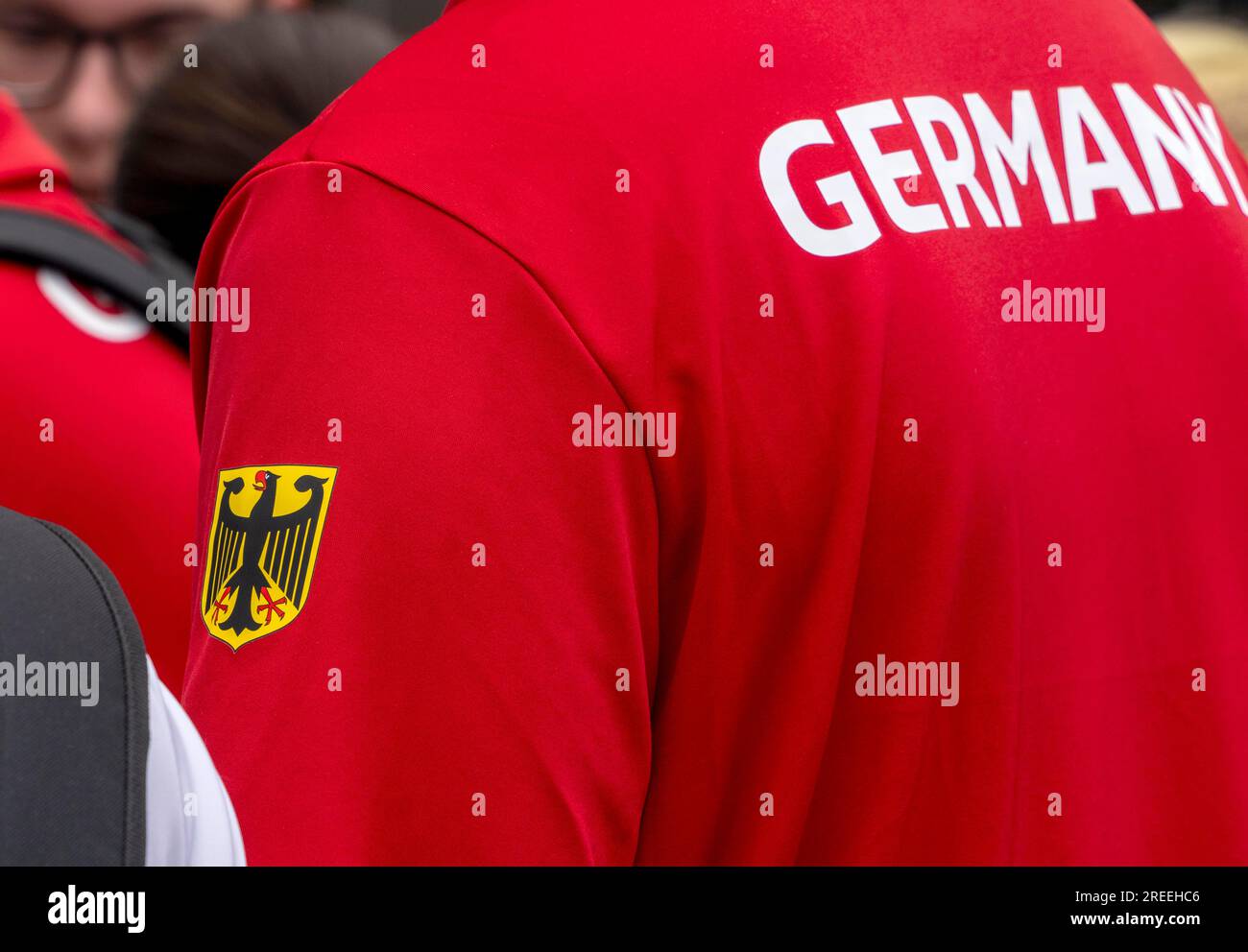 Youth with red Germany shirt, Special Olympics, Berlin, Germany Stock Photo