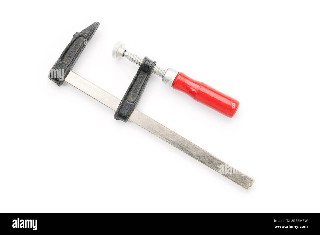 Old used screw clamp isolated on white Stock Photo Alamy