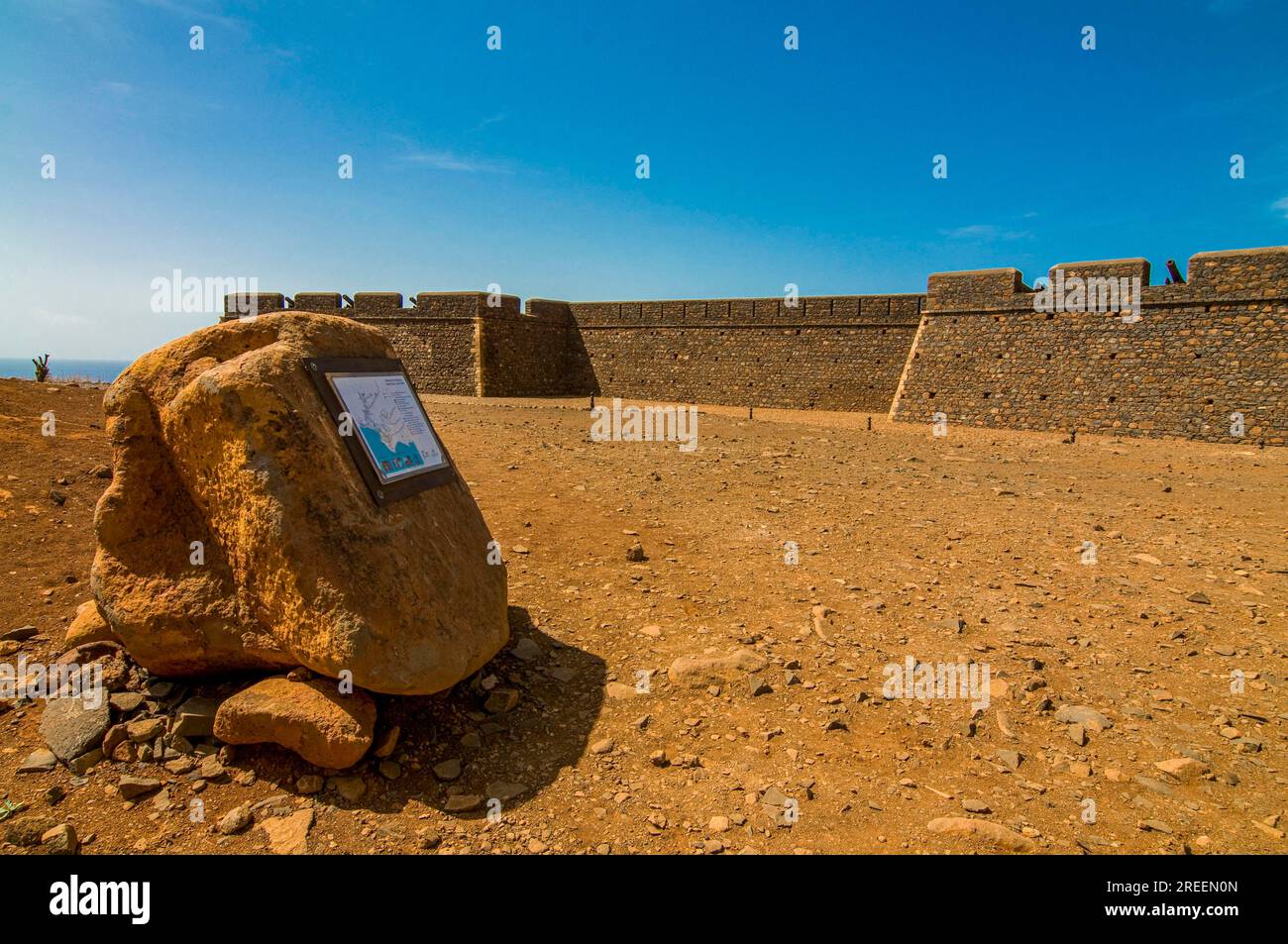 Fortress in dry landscape. Ciudad Velha. Cidade Velha. Santiago. Cabo Verde. Africa Stock Photo