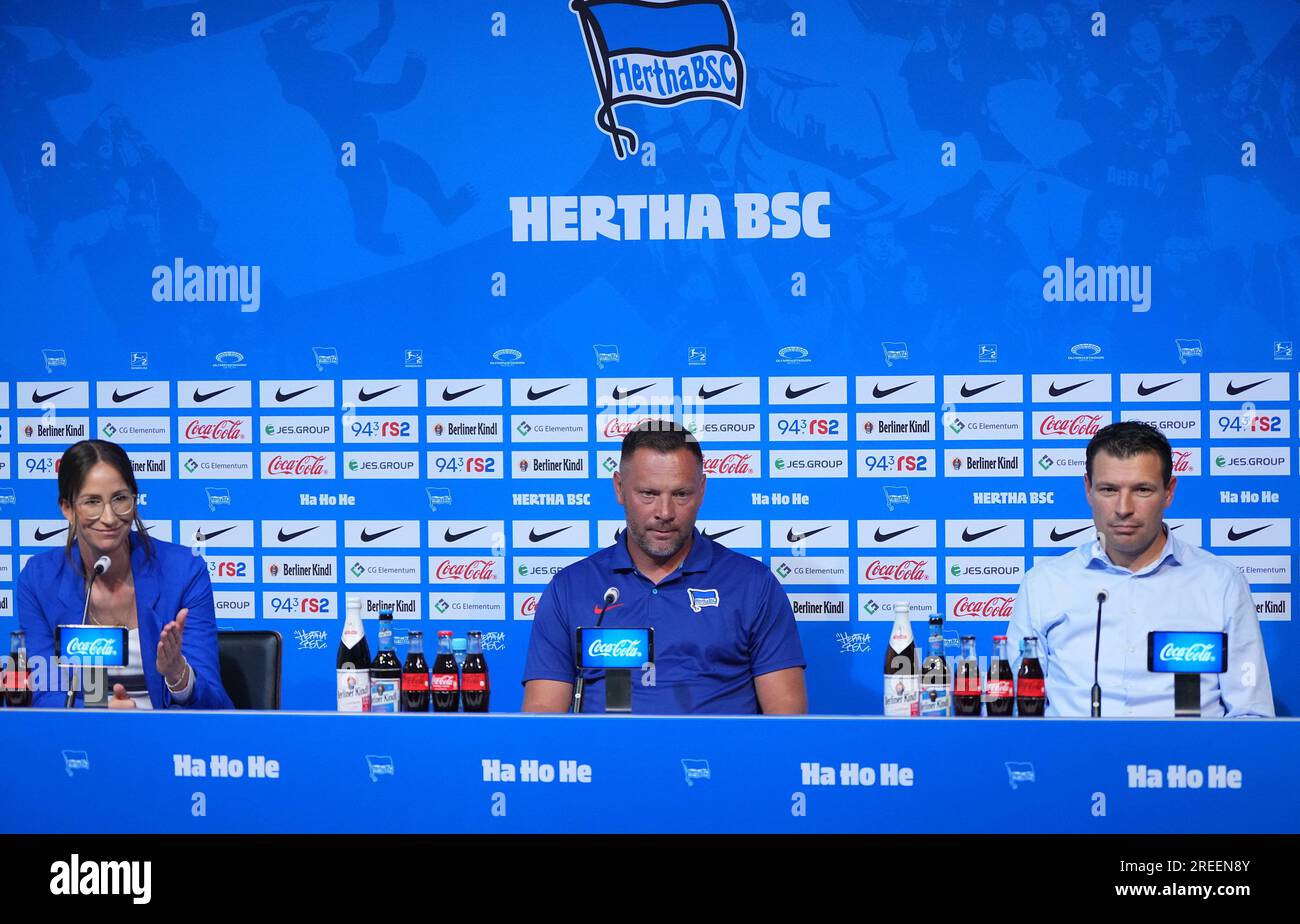 Berlin, Germany. 17th Apr, 2023. Soccer, Bundesliga, Hertha BSC, press  conference. Newly appointed head coach Pal Dardai speaks at a press  conference. Credit: Andreas Gora/dpa/Alamy Live News Stock Photo - Alamy