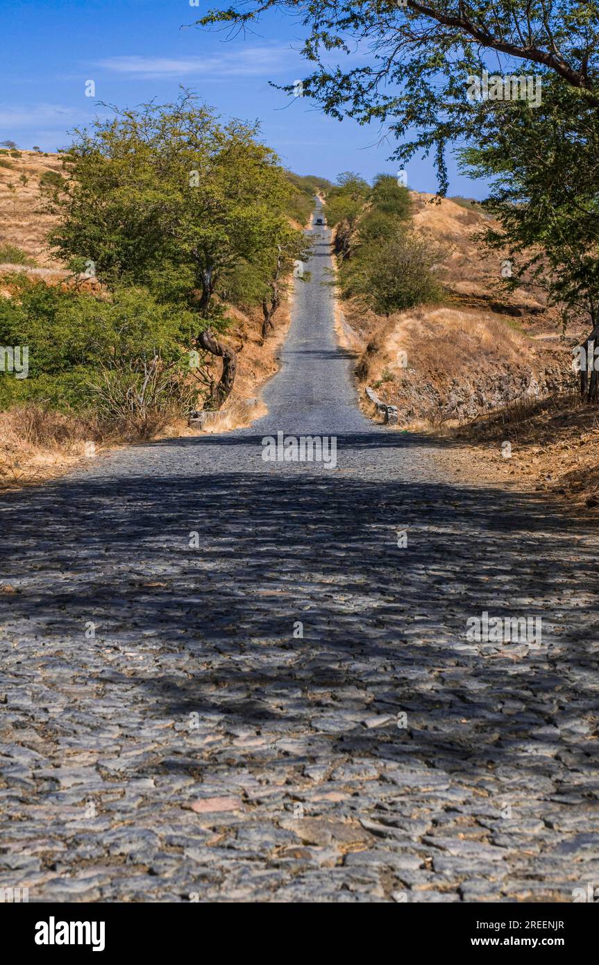 Road with cobble stone. Fogo. Cabo Verde. Africa Stock Photo - Alamy