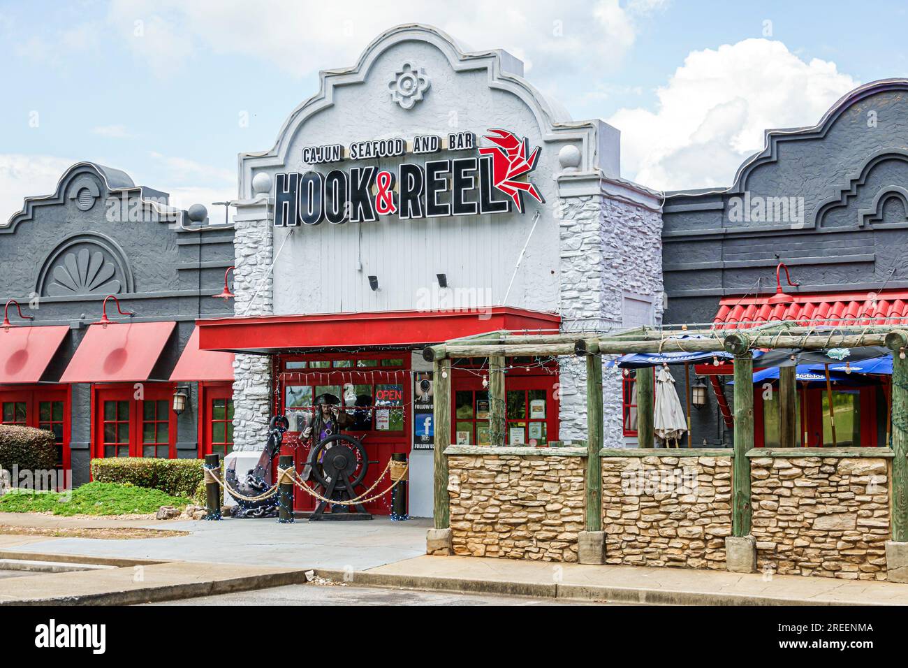 Athens & Reel Cajun Seafood and Bar restaurant,outside exterior,building front