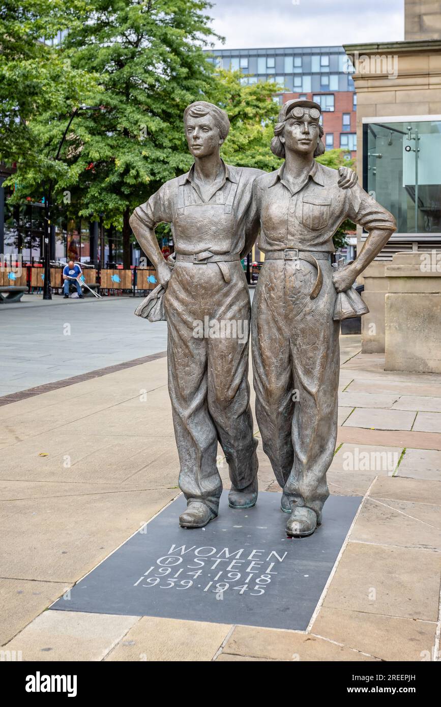 Statues In Sheffield Women of Steel sculpture outside Sheffield City Hall in Sheffield ...