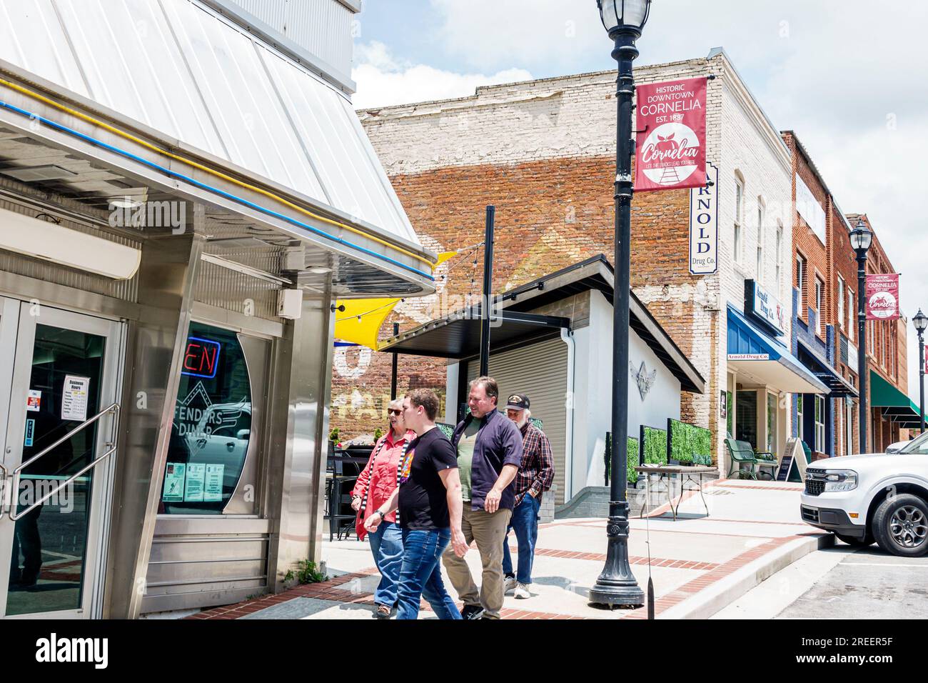 Cornelia town city,renovated buildings historic downtown