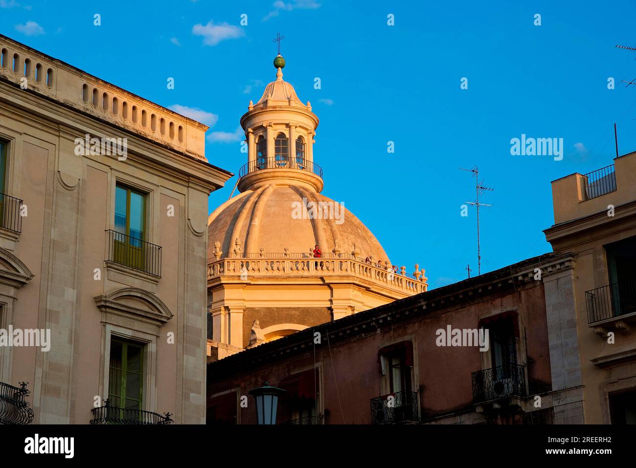 Evening light, Dome, Cathedral, Catania, Old Town, Baroque Old Town