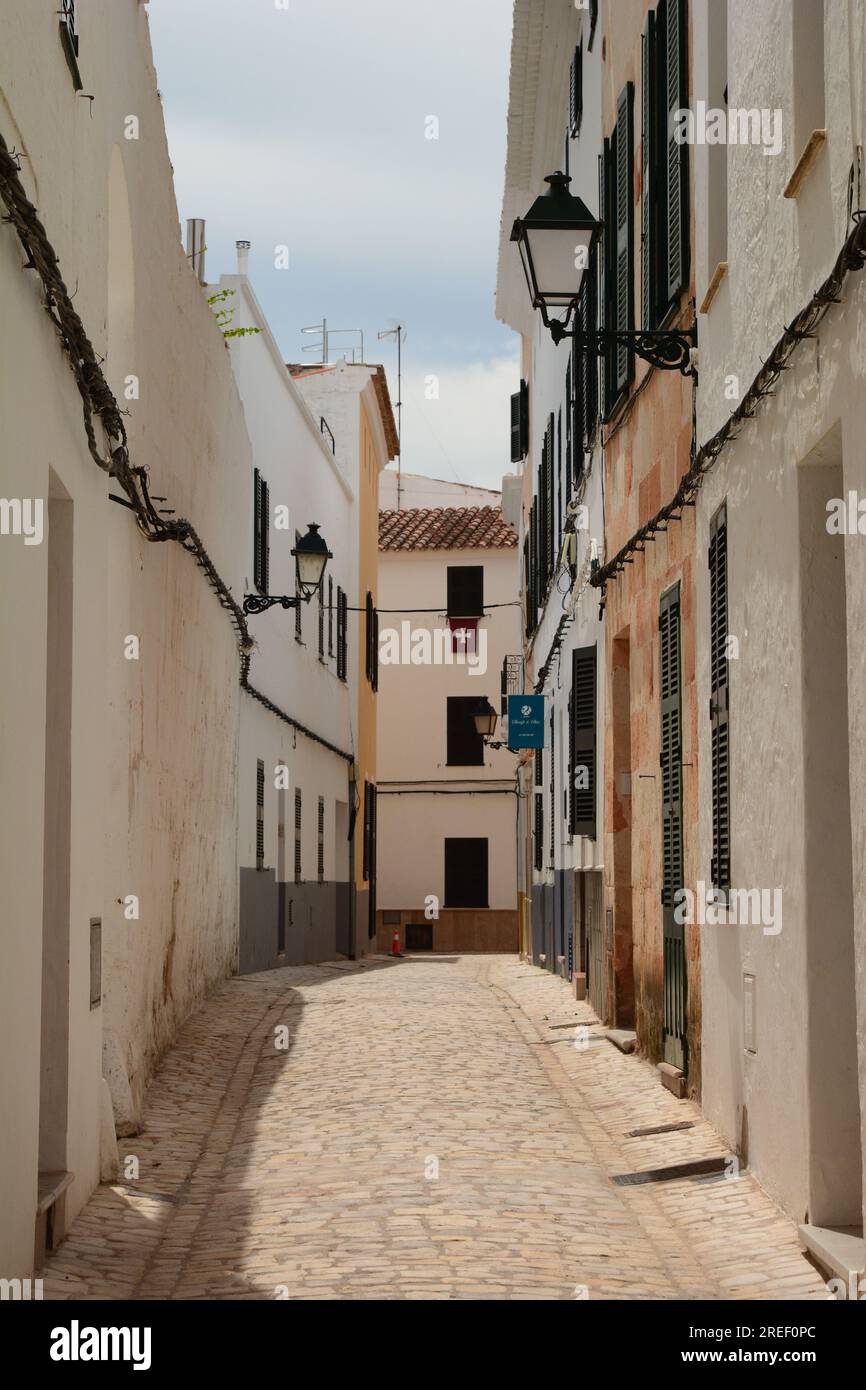 A street in the historic center of Ciutadella. Menorca. Balearic islands. Spain Stock Photo