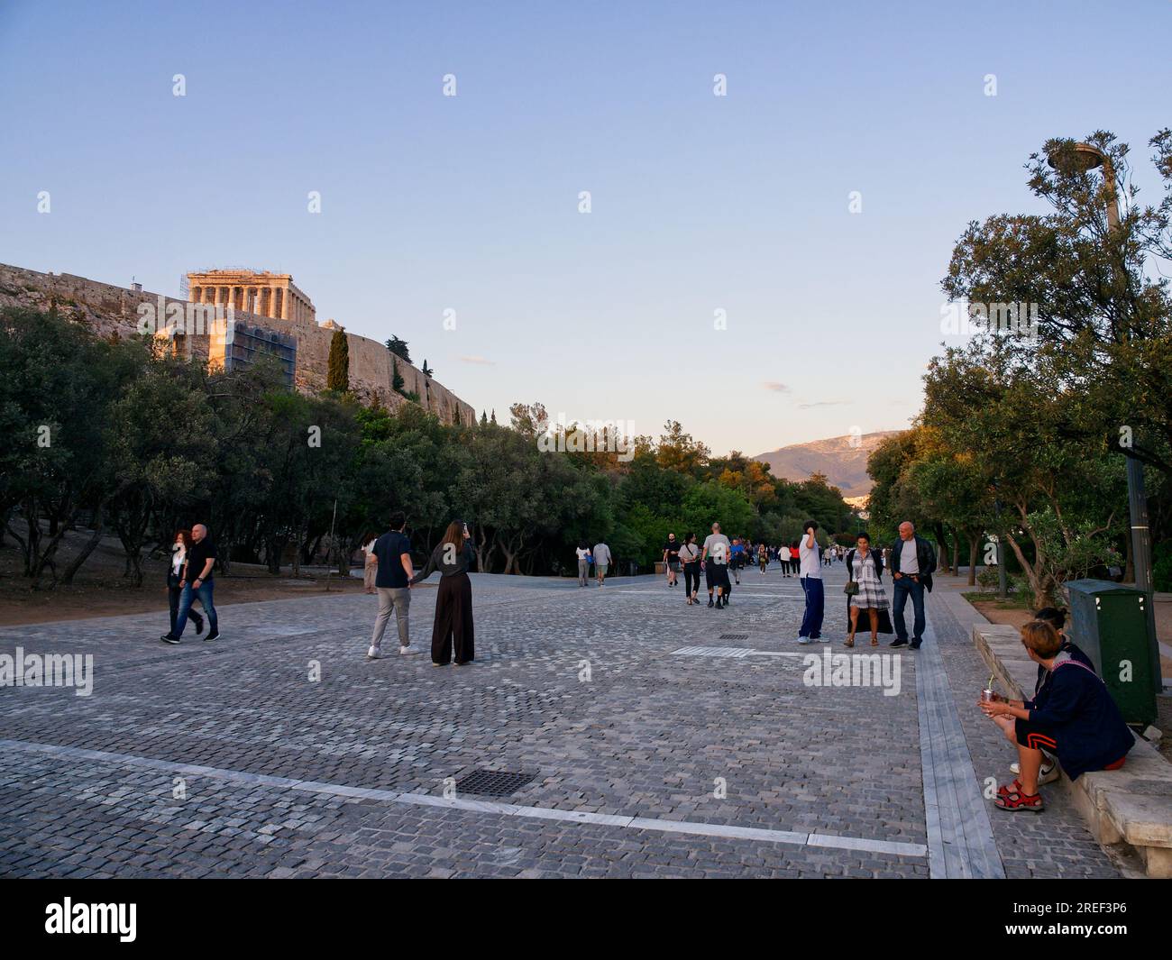 Acropolis Hill View With Parthenon Over Dionysiou Areopagitou Street 