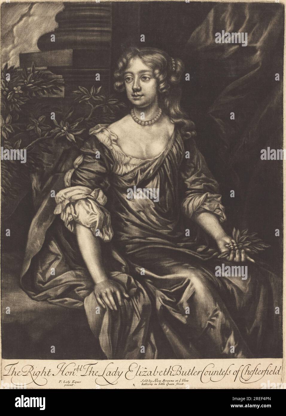 'Alexander Browne after Sir Peter Lely, The Right Honorable Lady Elizabeth Butler, Countess of Chesterfield, c. 1680, mezzotint on laid paper, plate: 33.9 x 24.6 cm (13 3/8 x 9 11/16 in.) sheet: 39.2 x 29.5 cm (15 7/16 x 11 5/8 in.), Paul Mellon Fund, 2001.118.6' Stock Photo
