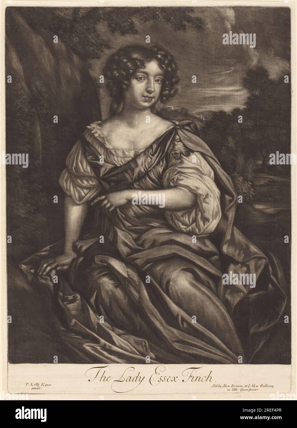 'Alexander Browne after Sir Peter Lely, The Lady Essex Finch, c. 1680, mezzotint on laid paper, plate: 33.9 x 24.8 cm (13 3/8 x 9 3/4 in.) sheet: 34.9 x 25.7 cm (13 3/4 x 10 1/8 in.), Paul Mellon Fund, 2001.118.3' Stock Photo