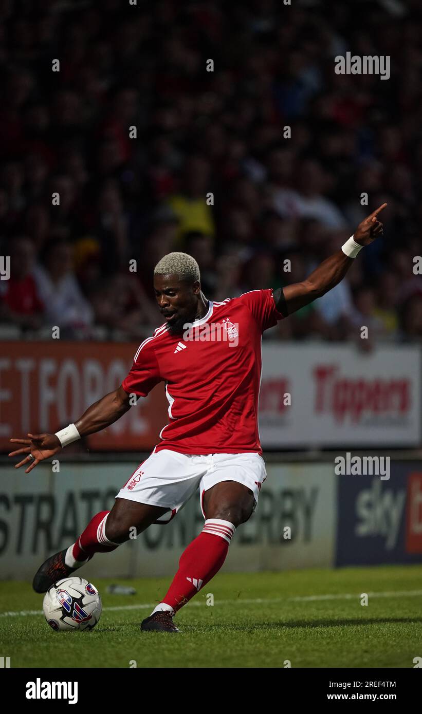 Nottingham Forest’s Serge Aurier in action during the pre-season friendly match at the Pirelli Stadium, Burton upon Trent. Picture date: Thursday July 27, 2023. Stock Photo