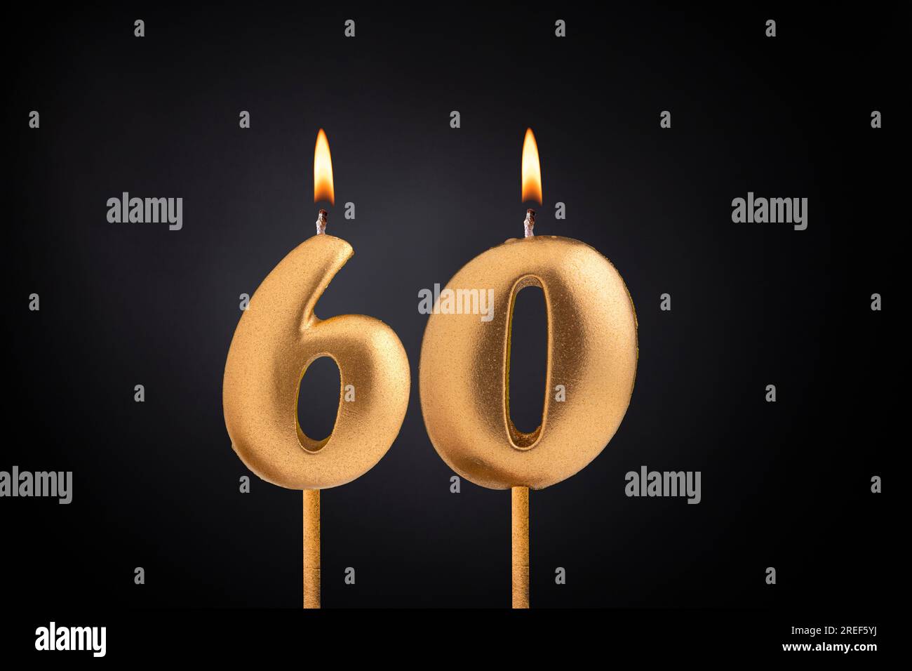 Birthday candle number 60 Birthday celebration on black background