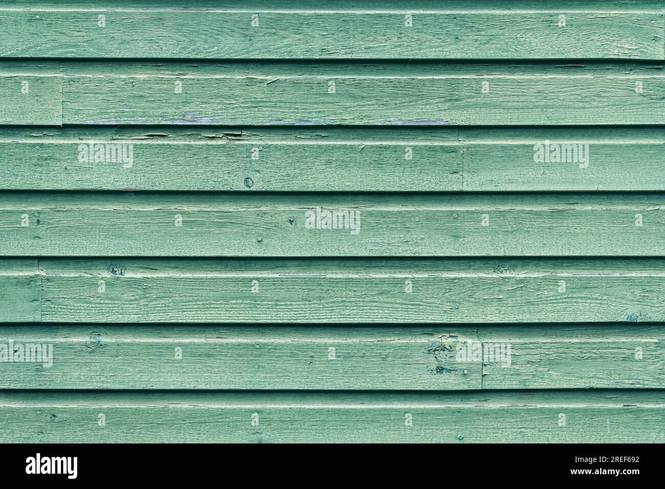 Green housing wooden wall detail of wood panelling, Telegraph Cove, Vancouver Island, British Columbia, Canada. Stock Photo