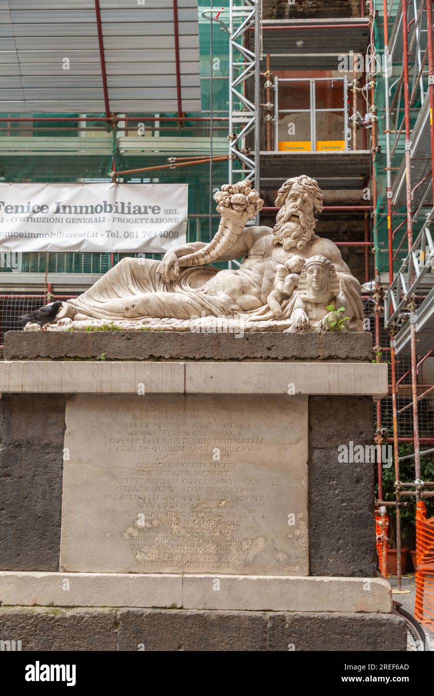 Naples, Italy April 10, 2022 The Statue of the Nile God, an Ancient Roman marble statue