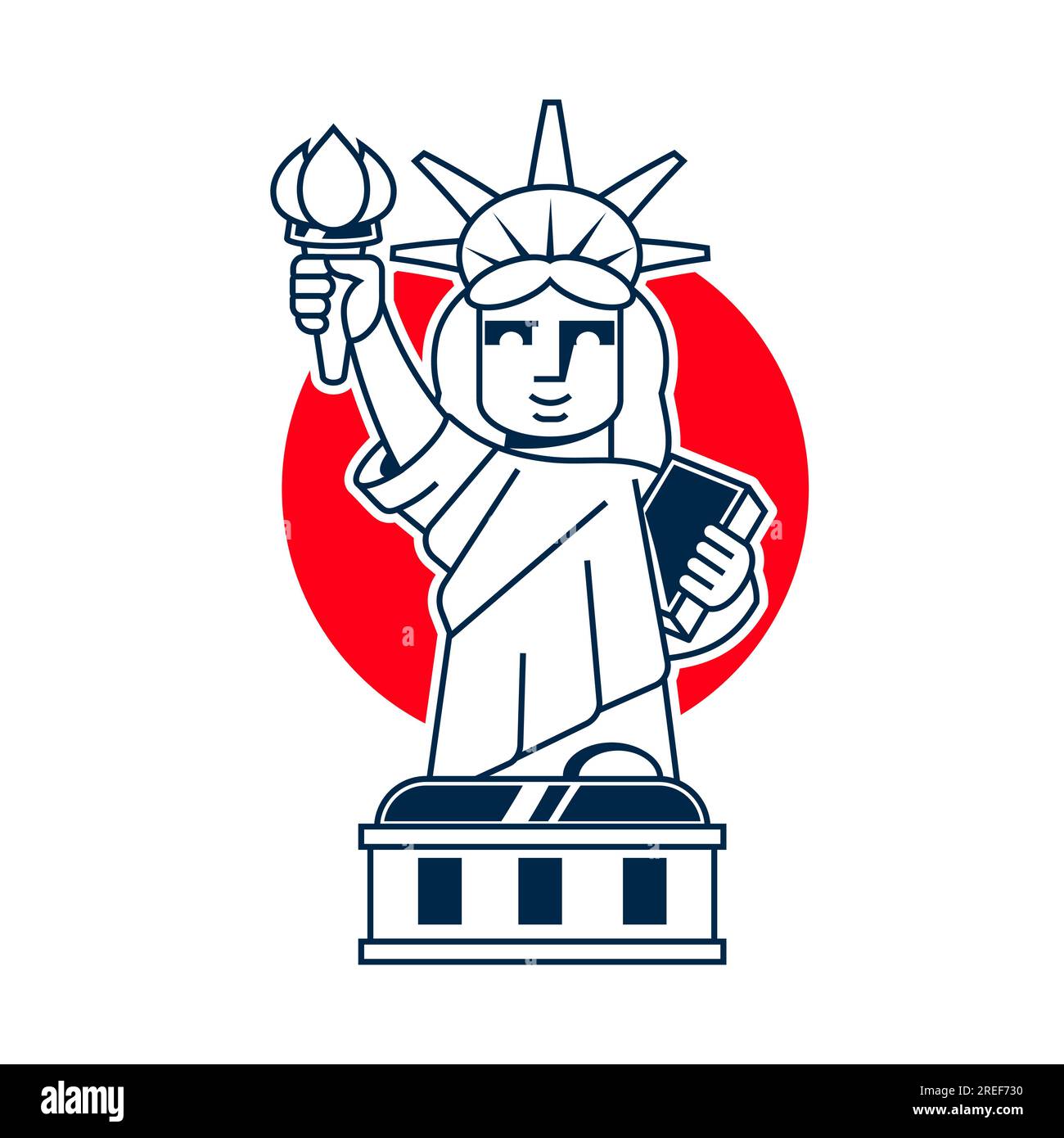 Continuous one line drawing of american symbol statue of liberty in