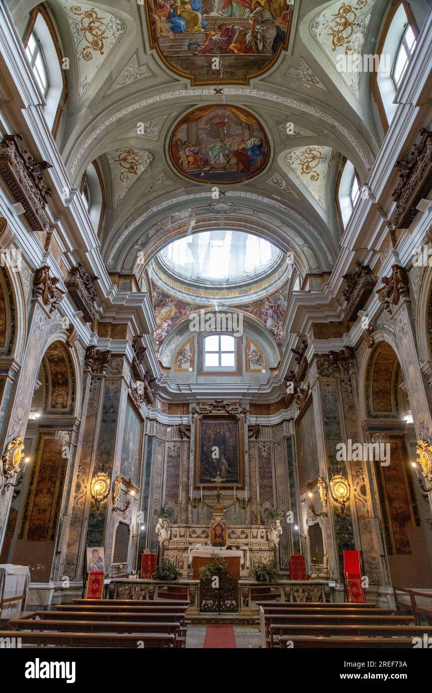 Naples, Italy - April 9, 2022: Santa Maria degli Angeli a Pizzofalcone is a Baroque-style church in Naples, Campagna, Italy. Stock Photo