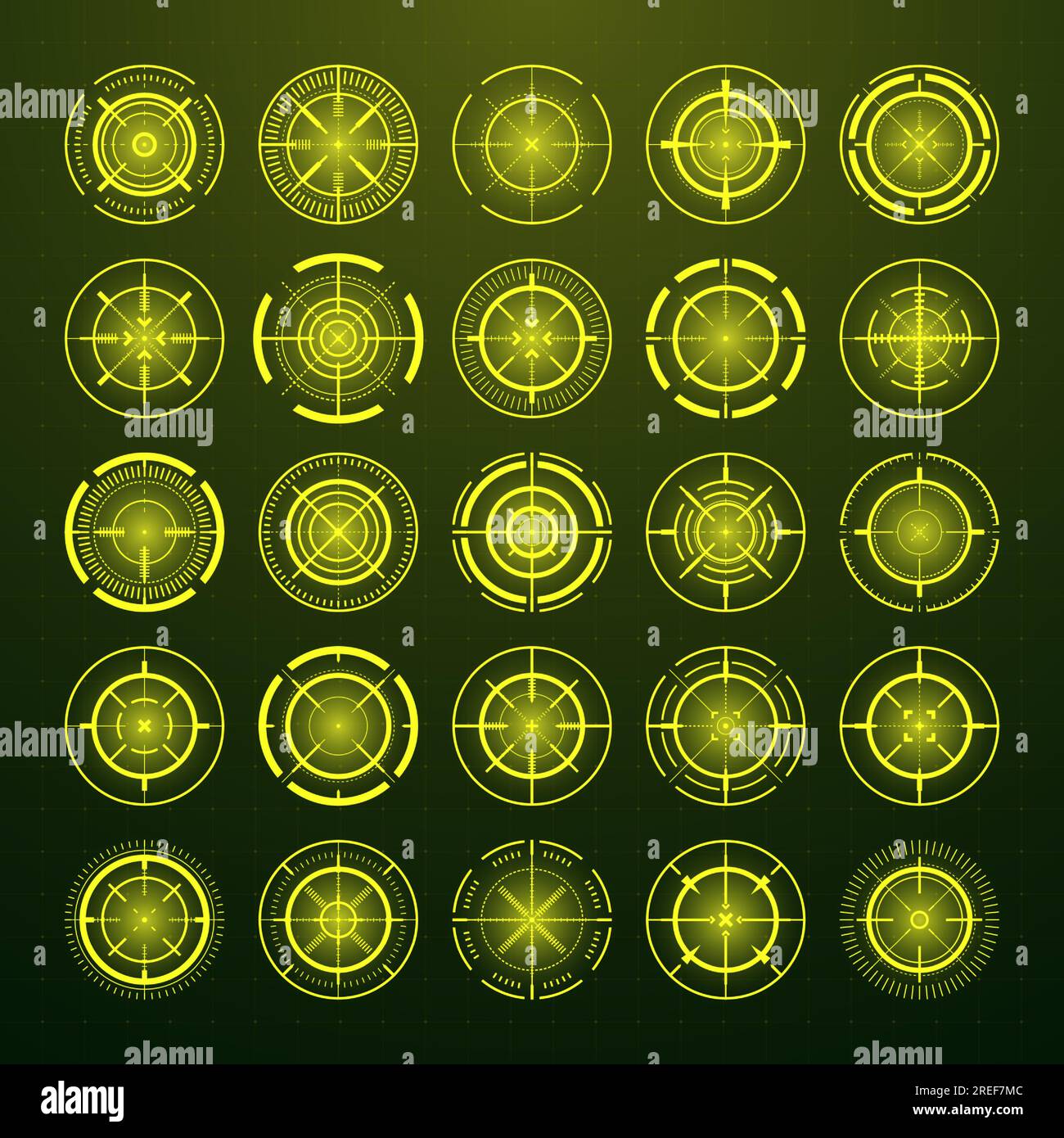 Crosshair, gun sight vector icons. Bullseye, black target or aim symbol ...