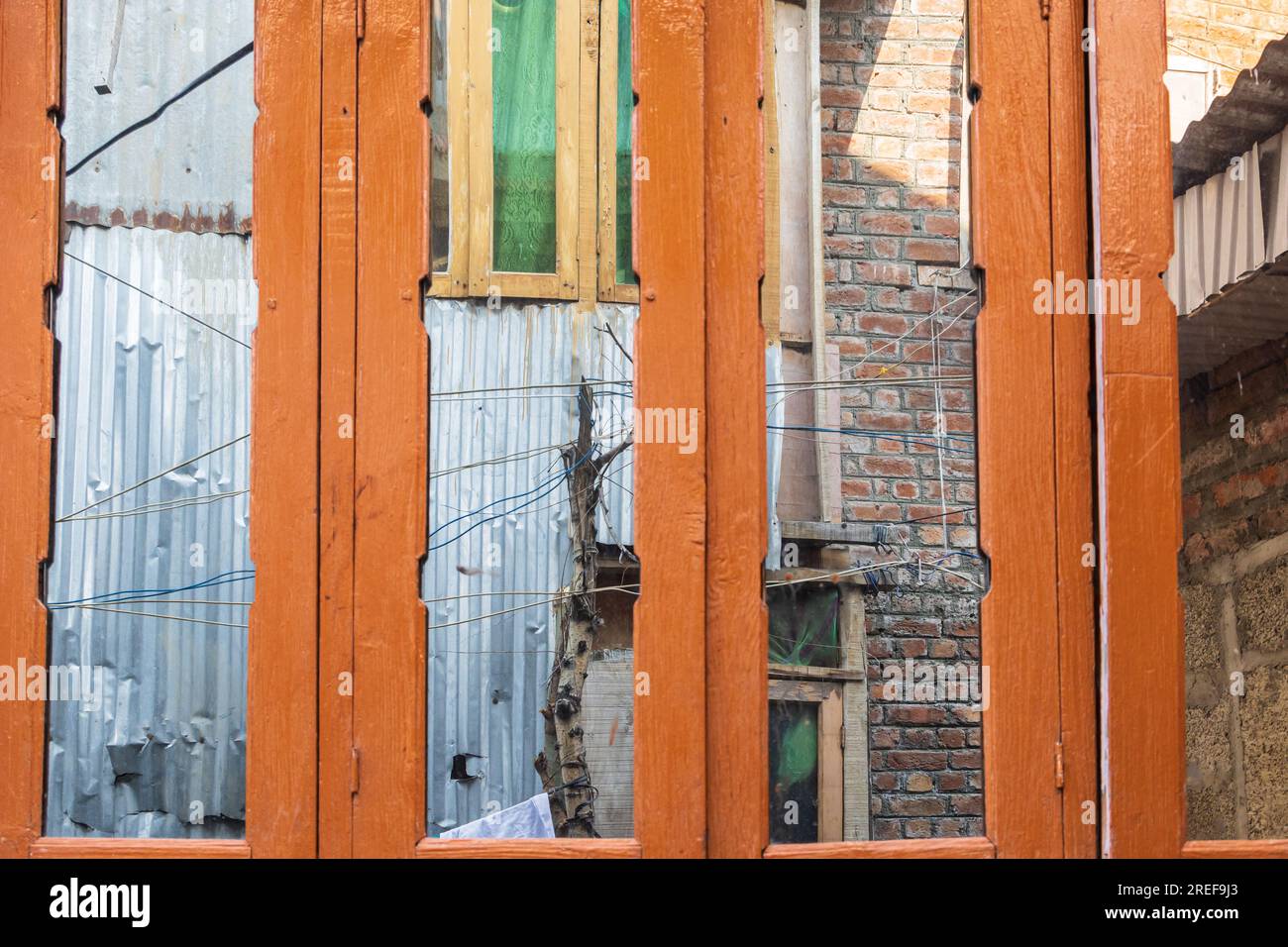 Hazratbal, Srinagar, Jammu and Kashmir, India. Reflections in windows in Srinagar Stock Photo ...