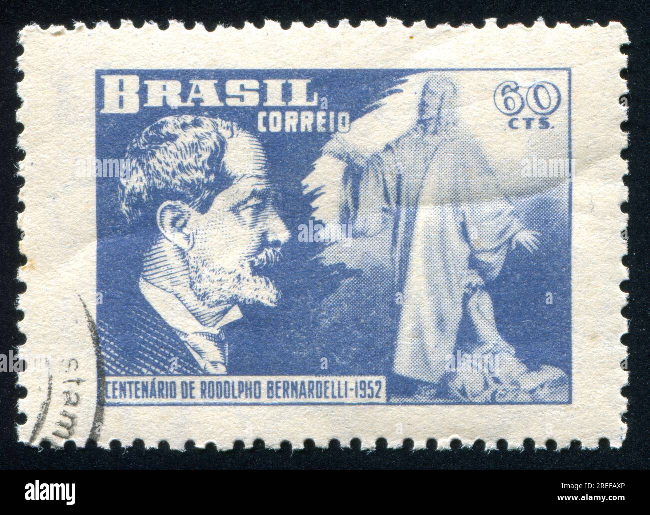 BRAZIL - CIRCA 1952: stamp printed by Brazil, shows  Rodolpho Bernardelli and His Christ and the Adultress, circa 1952 Stock Photo