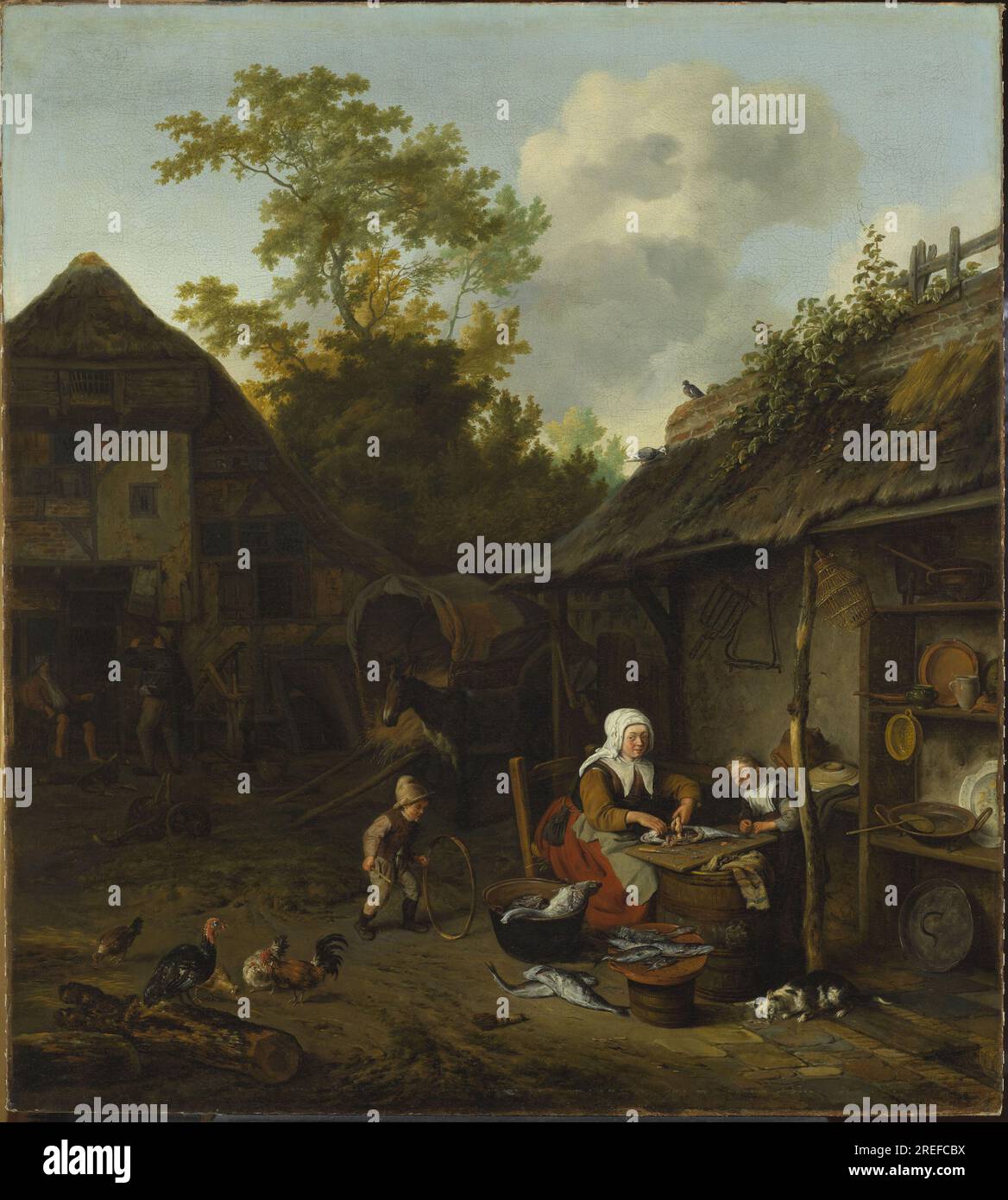 Fish scraping 1682 by Cornelis Dusart Stock Photo
