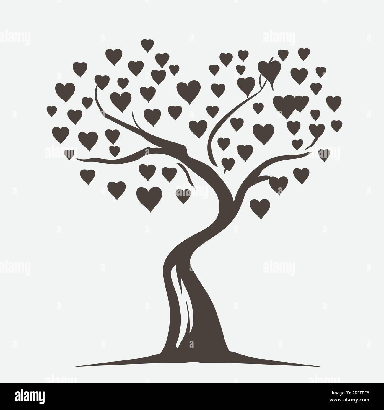 Tree with Heart Leaves Vector Art, Captivating Nature Love Illustration