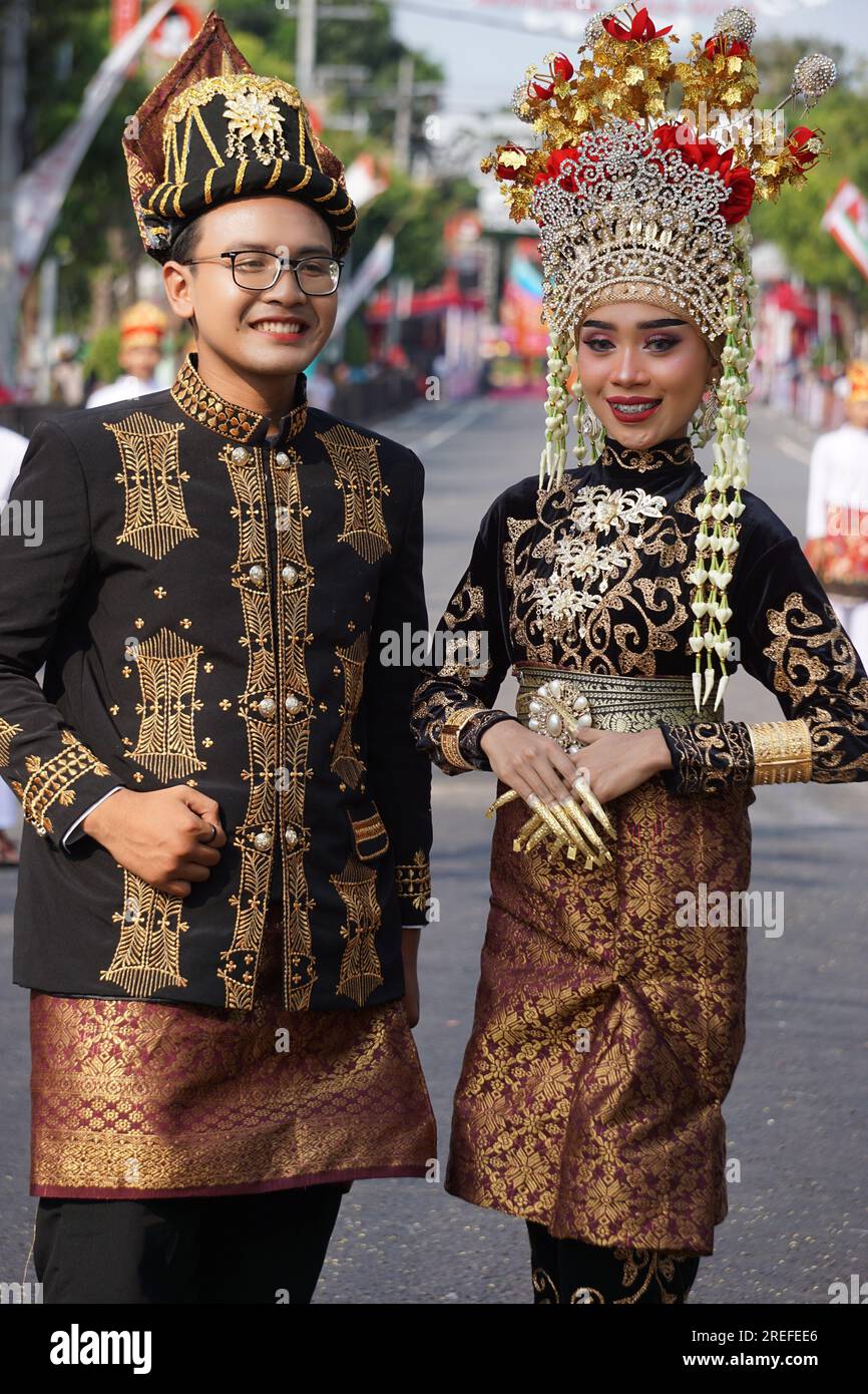 Indonesian with wedding costume from Aceh in Ben Carnival Stock Photo