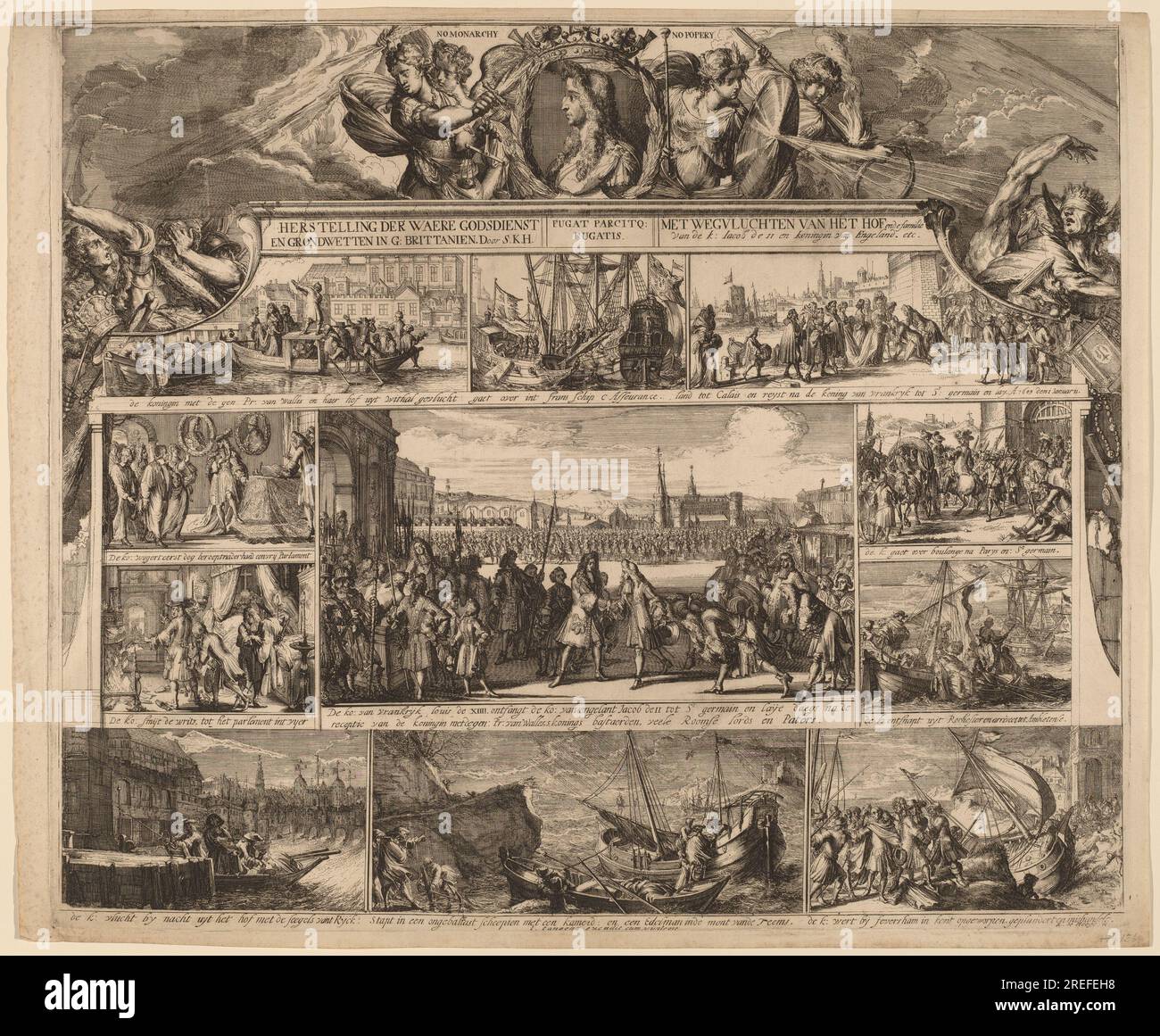 'Romeyn de Hooghe, No Monarchy, No Popery, c. 1690, etching on laid paper, plate: 48 x 57.1 cm (18 7/8 x 22 1/2 in.) sheet: 49.5 x 59.9 cm (19 1/2 x 23 9/16 in.), Ailsa Mellon Bruce Fund, 2003.5.3' Stock Photo