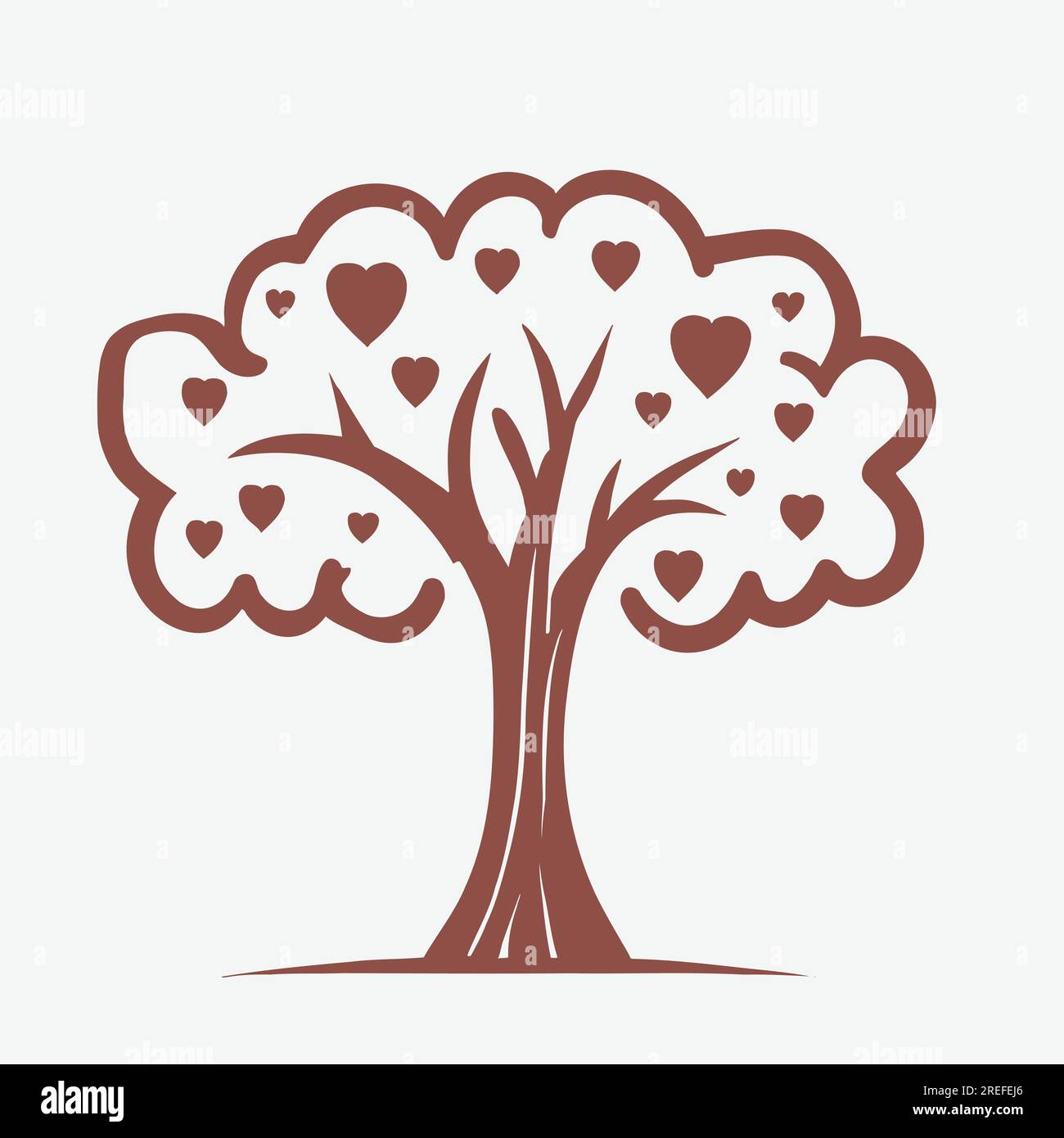 Tree with Heart Leaves Vector Art, Captivating Nature Love Illustration