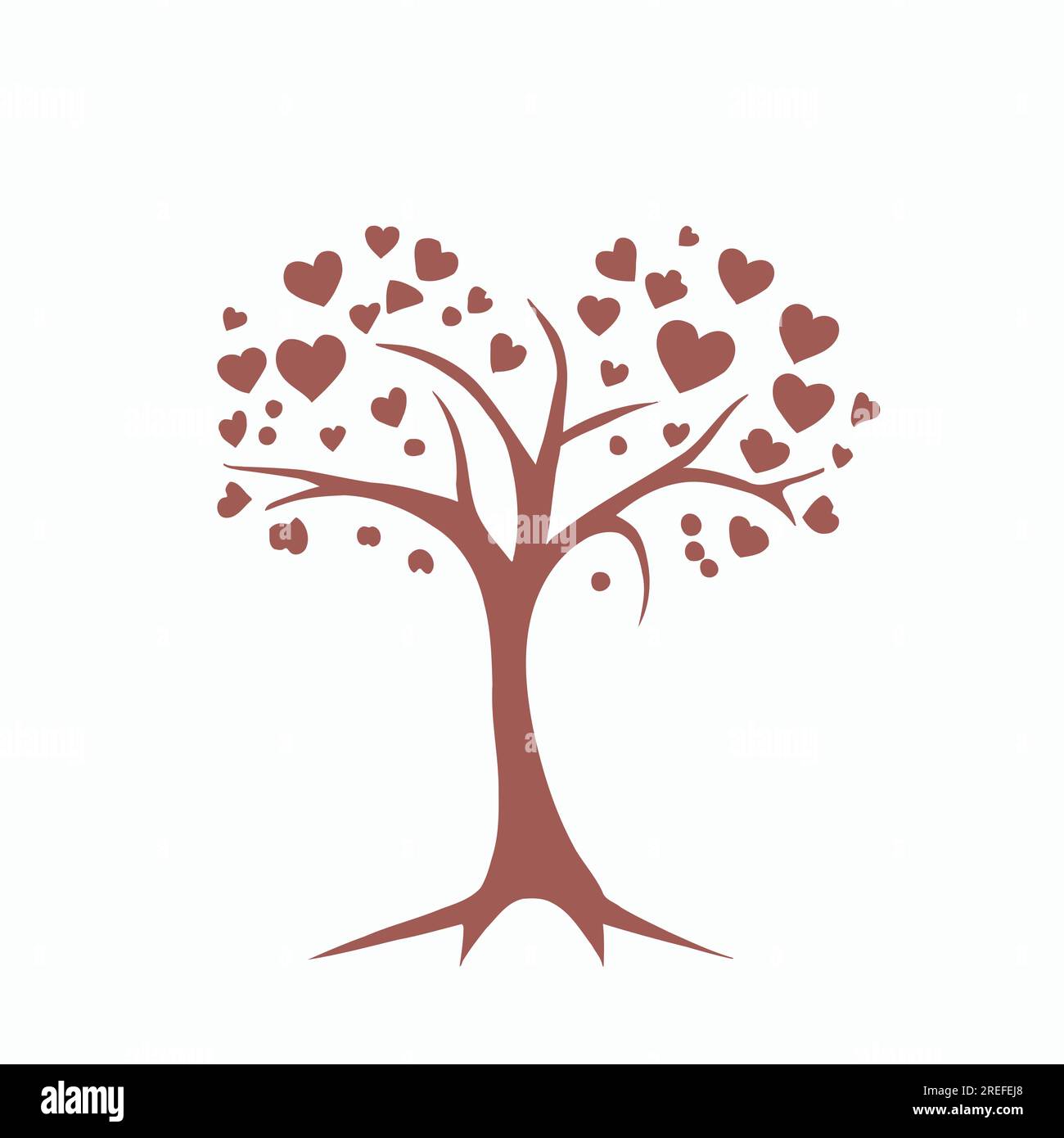 Tree with Heart Leaves Vector Art, Captivating Nature Love Illustration