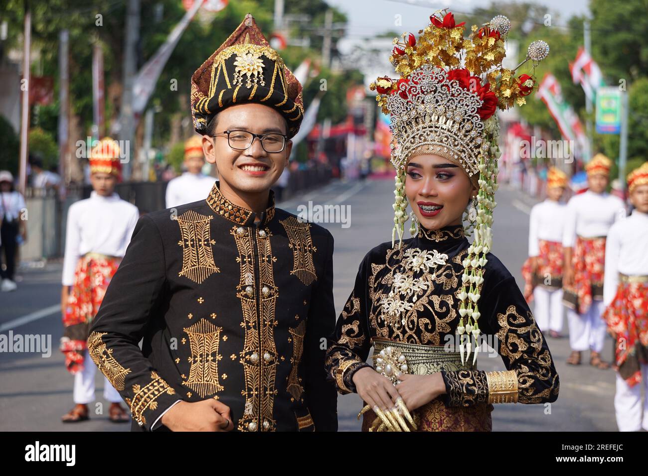 Indonesian with wedding costume from Aceh in Ben Carnival Stock Photo