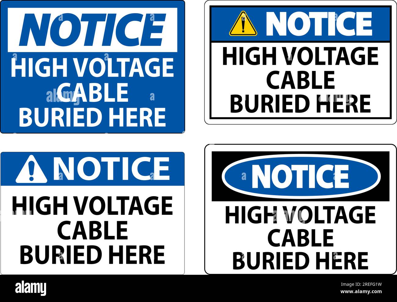 Cable Wire Sign Notice Sign High Voltage Cable Buried Here On White Background Stock ...