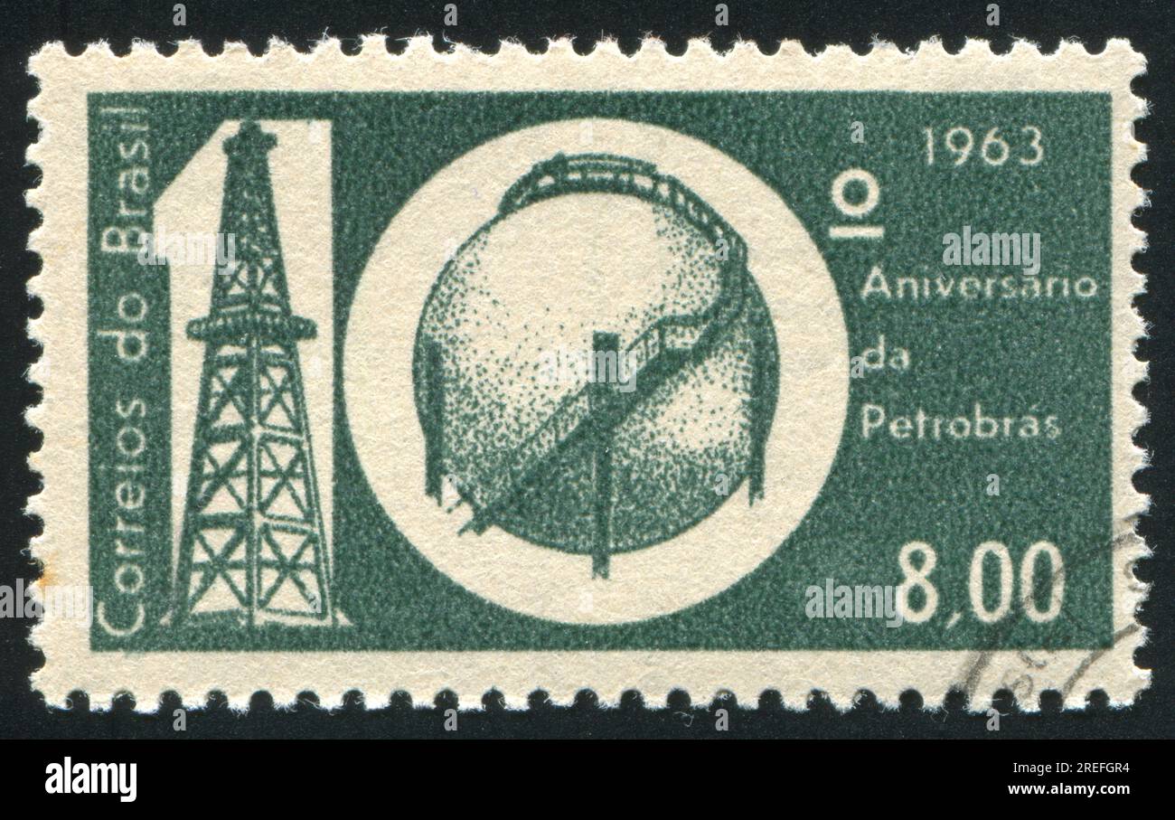 BRAZIL CIRCA 1963 stamp printed by Brazil, shows Oil Derrick and