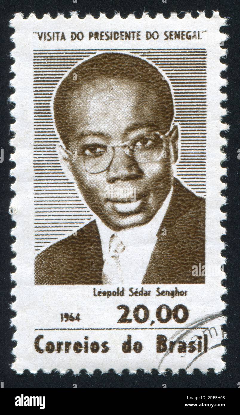 BRAZIL - CIRCA 1964: stamp printed by Brazil, shows  Leopold Sedar Senghor, President of Senegal, circa 1964 Stock Photo