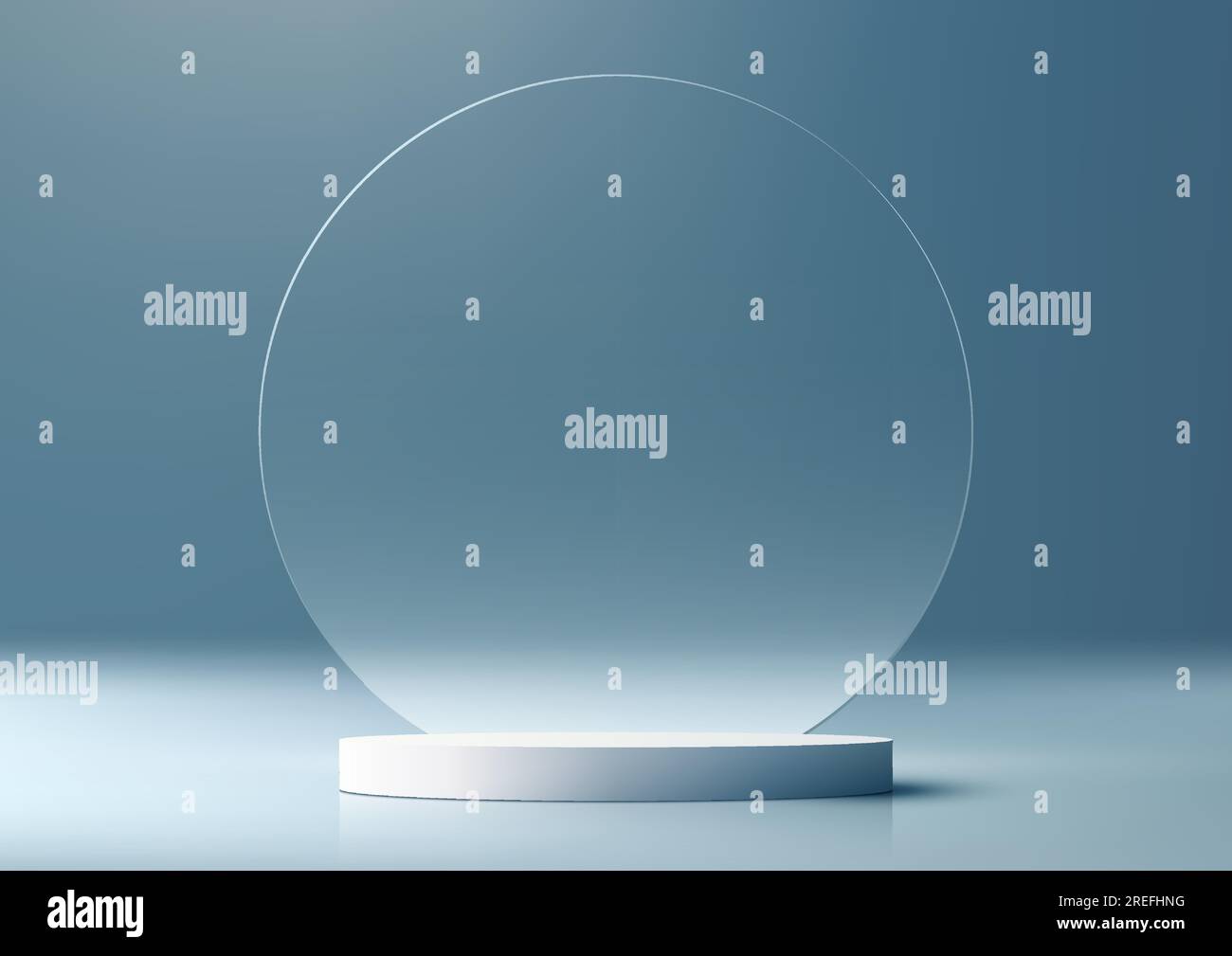 3D white podium with glass circle backdrop is a modern and minimalist ...