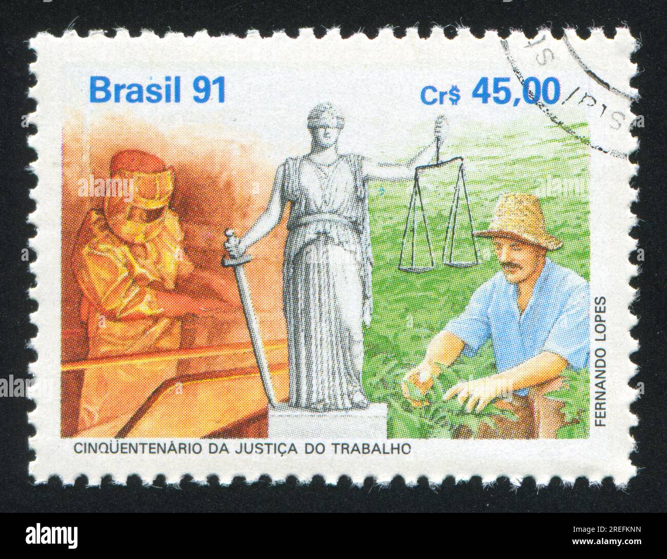 BRAZIL - CIRCA 1991: stamp printed by Brazil, shows Labor Laws, circa ...