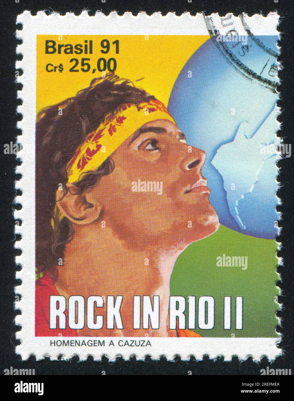 BRAZIL - CIRCA 1991: stamp printed by Brazil, shows  Cazuza, circa 1991 Stock Photo